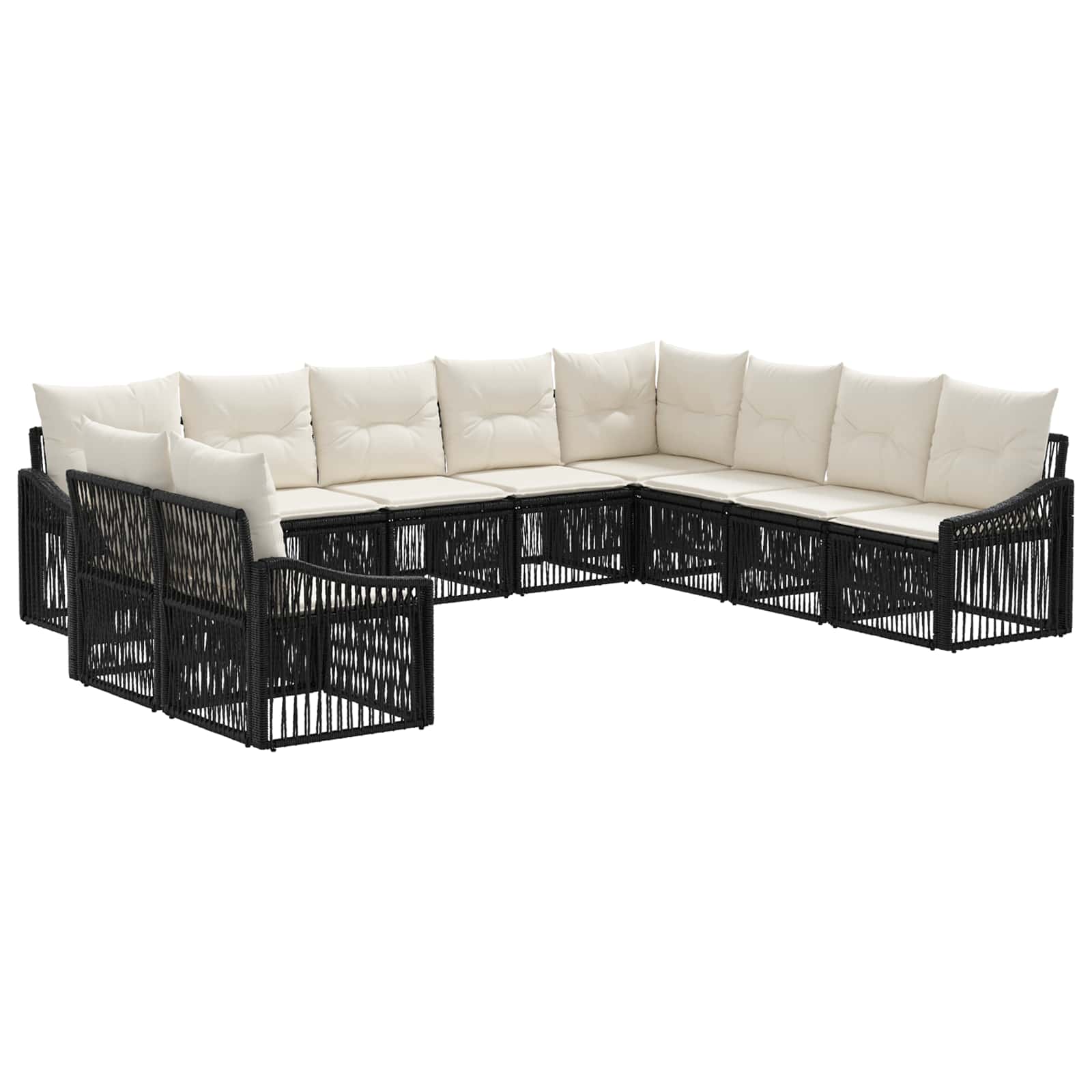 Ensemble de canapé de jardin 10 pcs Noir polyrotin - XIOS