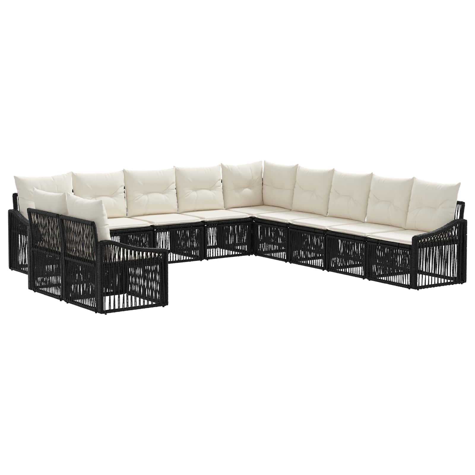 Ensemble de canapé de jardin 11 pcs Noir polyrotin - XIOS