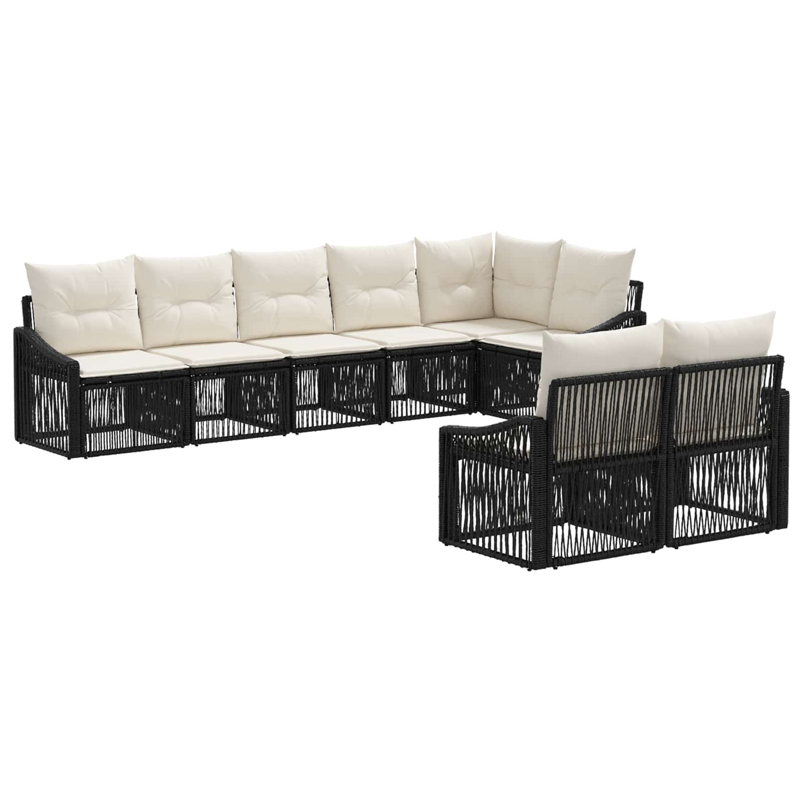 Ensemble de canapé de jardin 8 pcs Noir polyrotin - XIOS