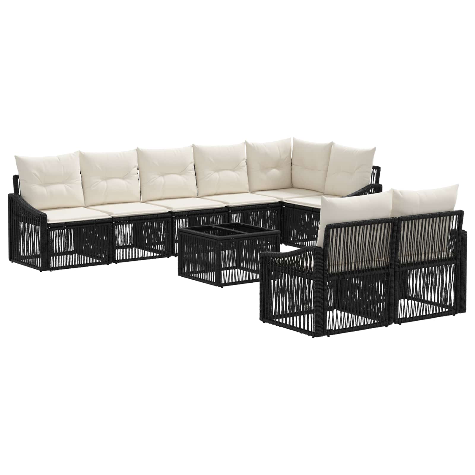 Ensemble de canapé de jardin 9 pcs Noir polyrotin - XIOS