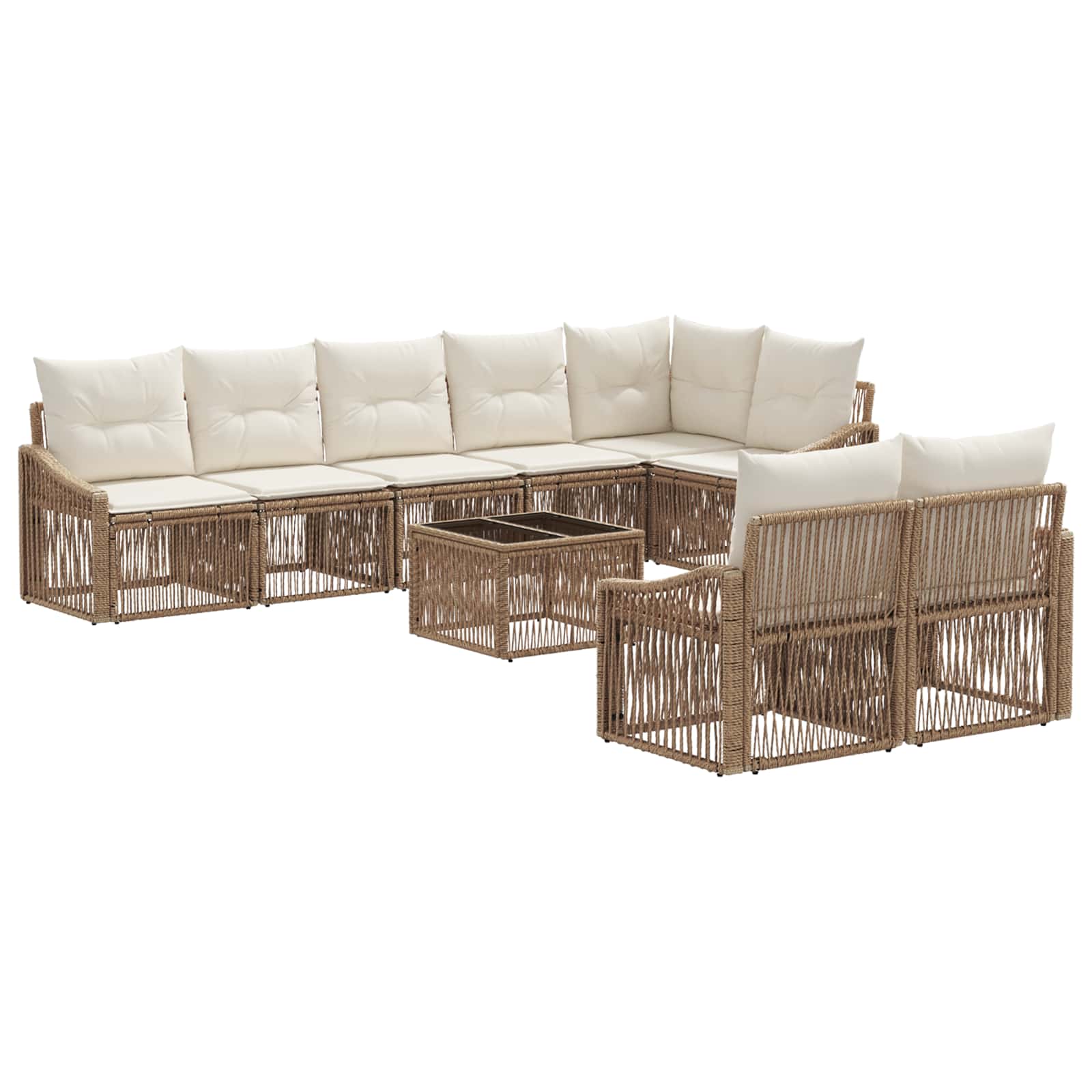 Ensemble de canapé de jardin 9 pcs Beige polyrotin - XIOS