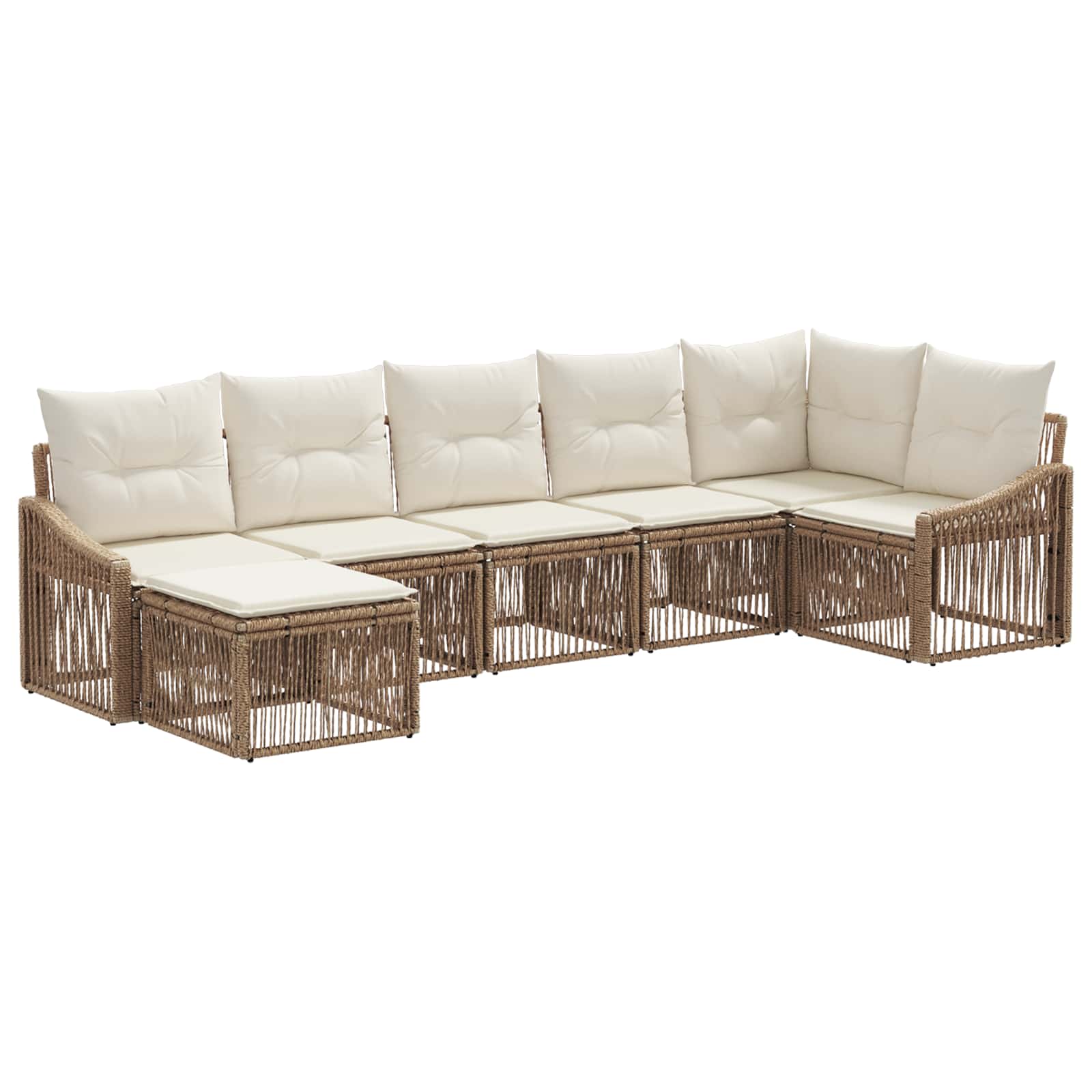 Ensemble de canapé de jardin 7 pcs Beige polyrotin - XIOS