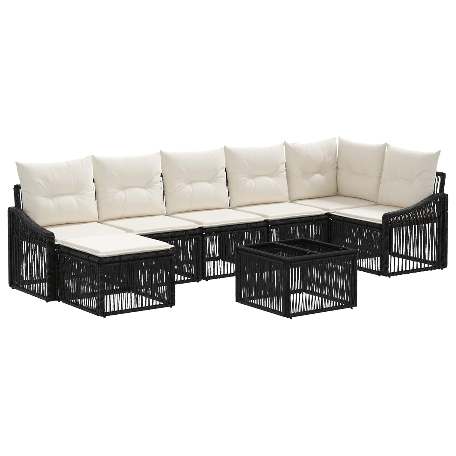 Ensemble de canapé de jardin 8 pcs Noir polyrotin - XIOS