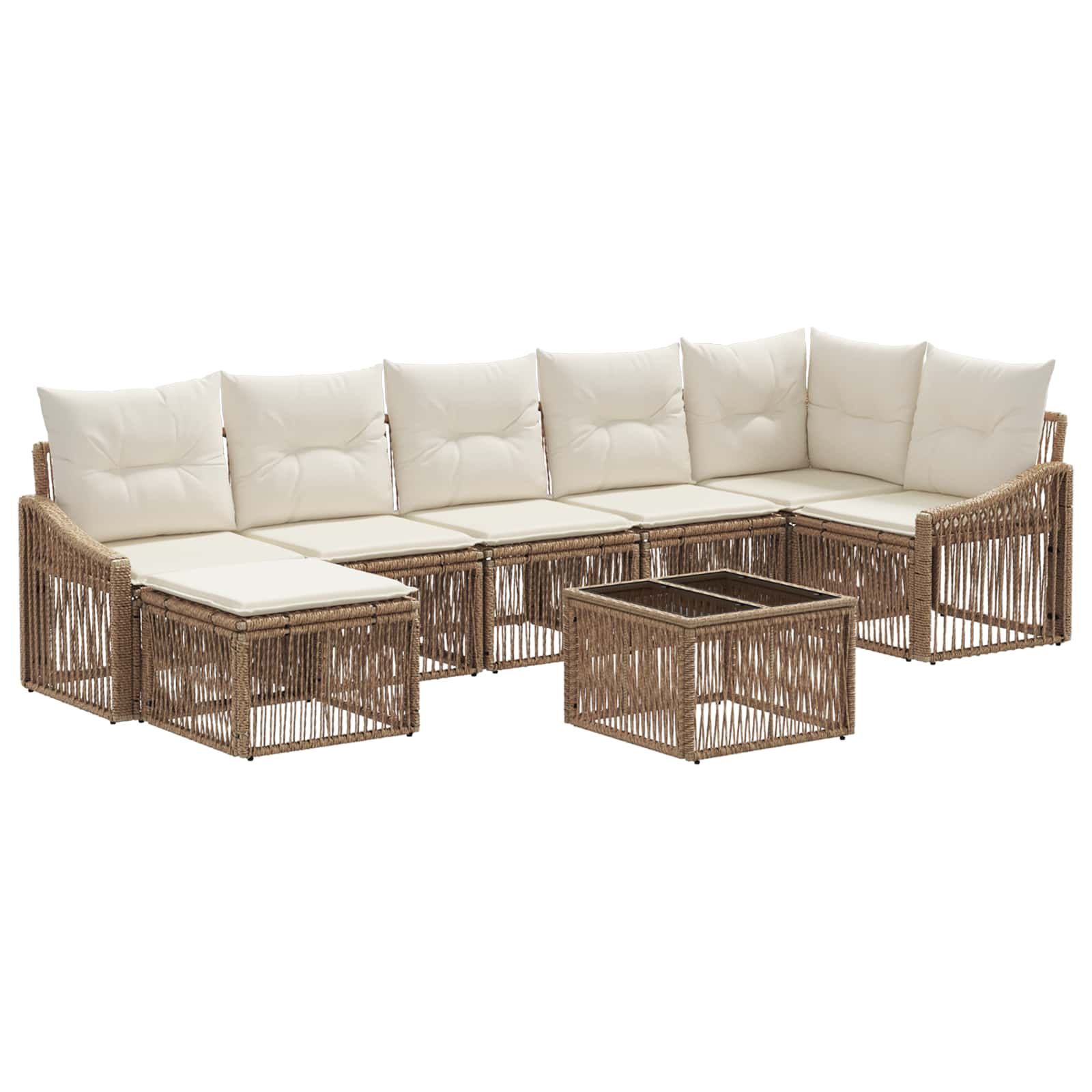 Ensemble de canapé de jardin 8 pcs Beige polyrotin - XIOS