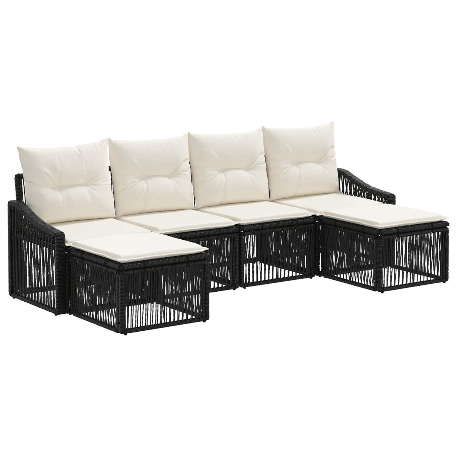 Ensemble de canapé de jardin 6 pcs Noir polyrotin - XIOS