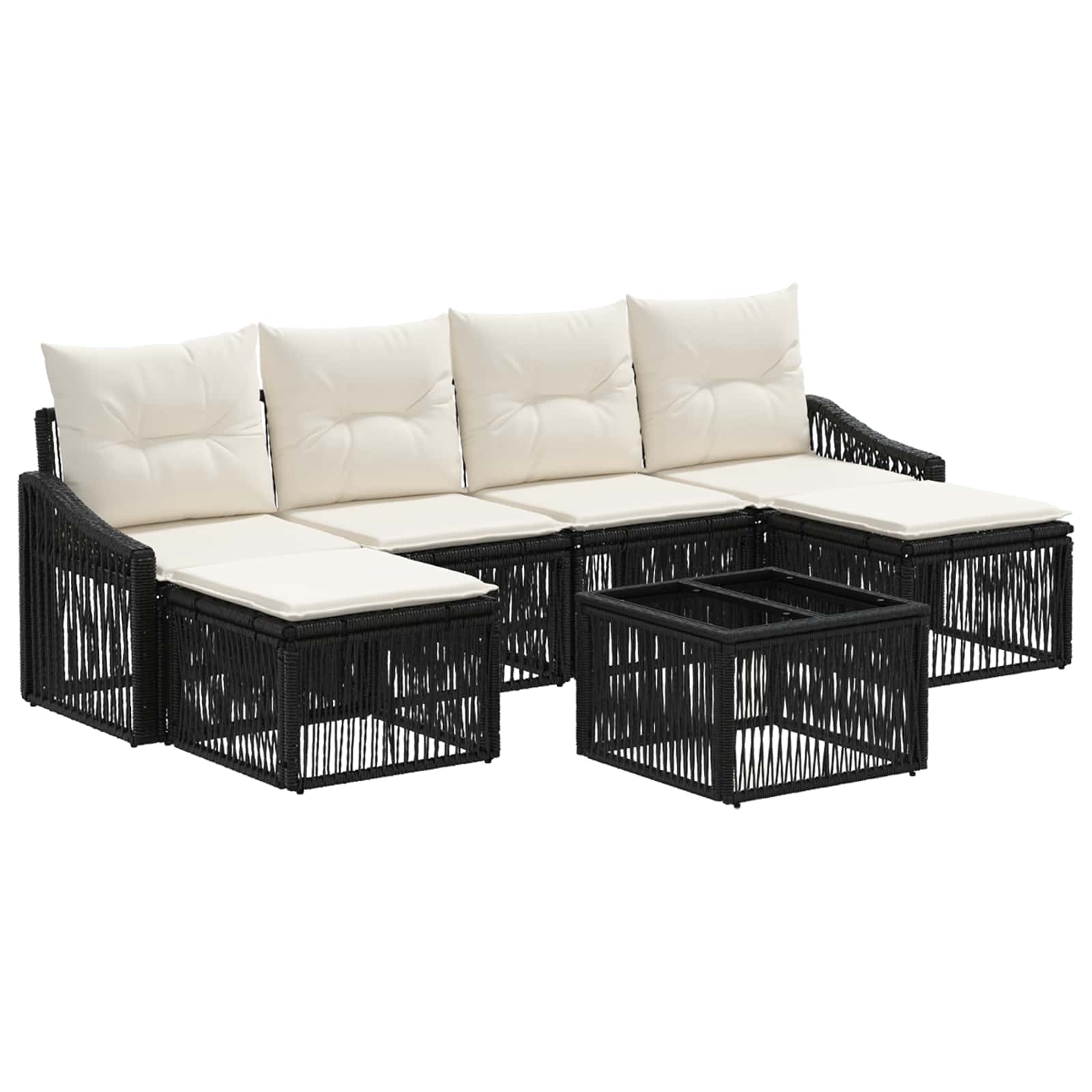 Ensemble de canapé de jardin 7 pcs Noir polyrotin - XIOS