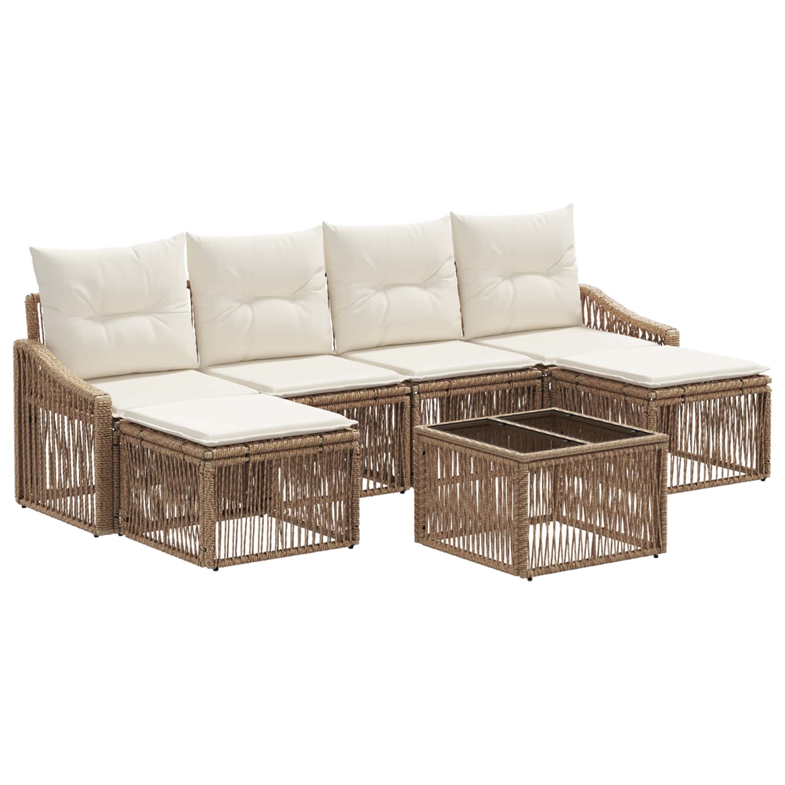 Ensemble de canapé de jardin 7 pcs Beige polyrotin - XIOS