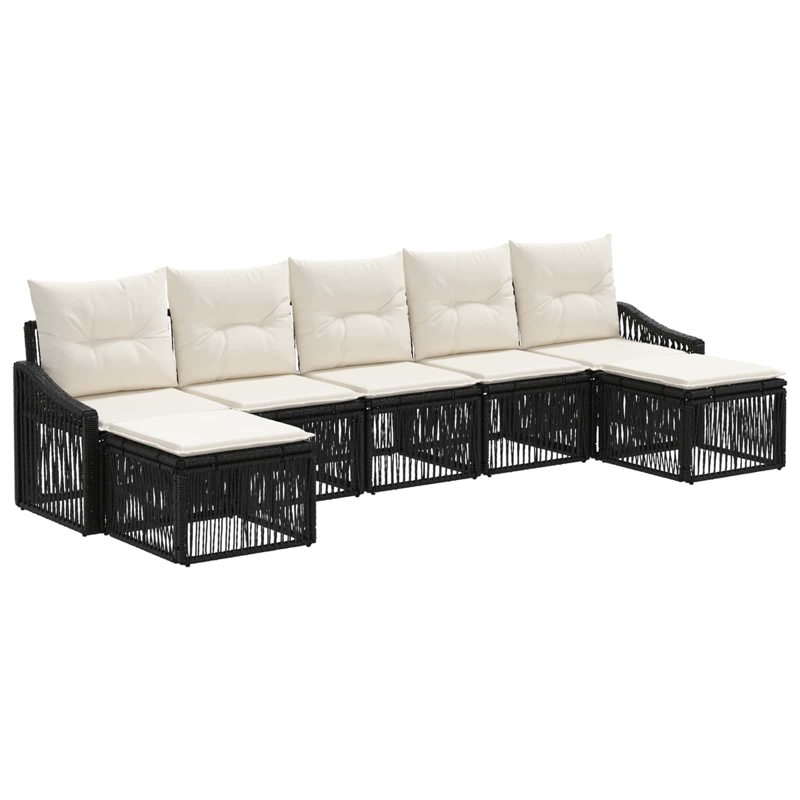 Ensemble de canapé de jardin 7 pcs Noir polyrotin - XIOS