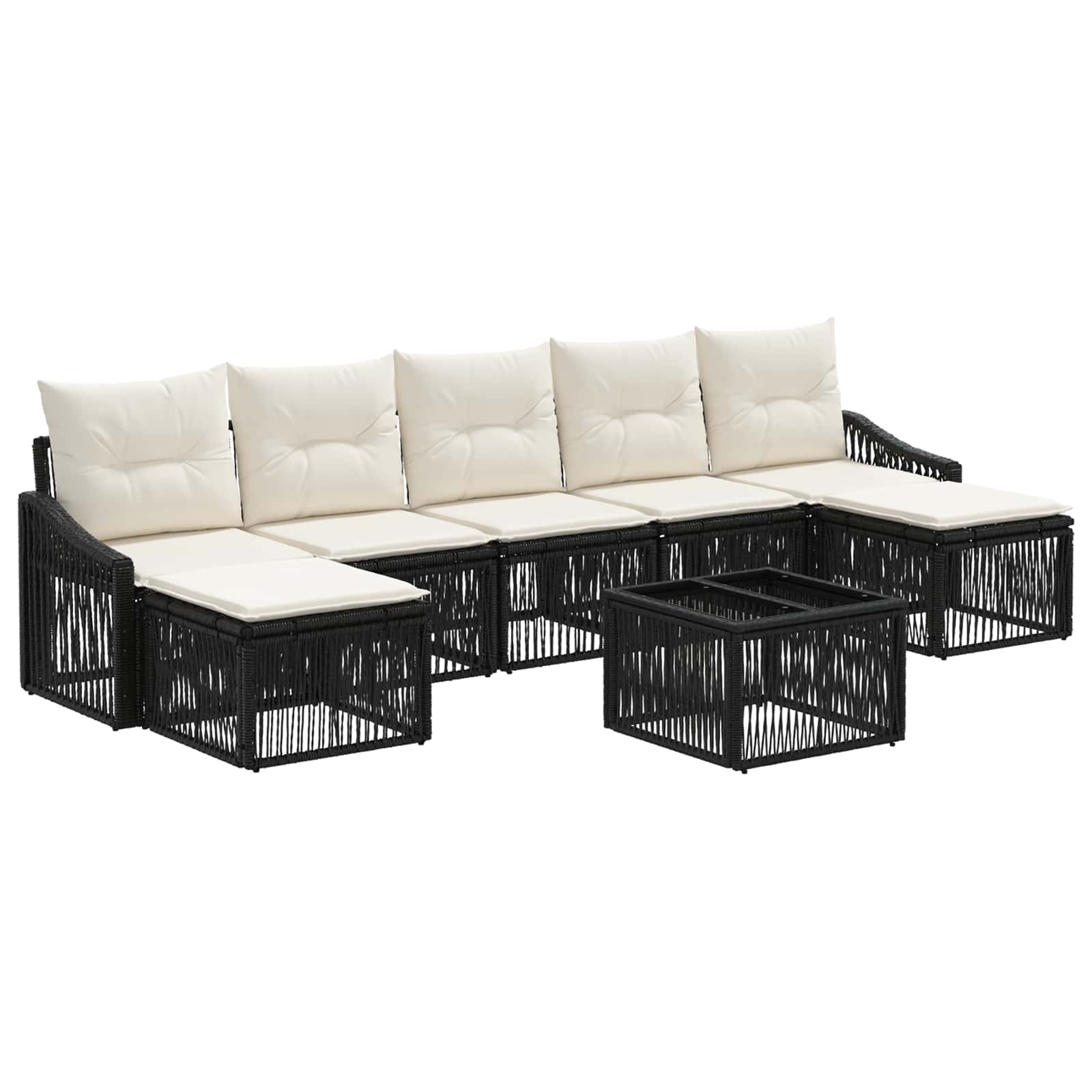 Ensemble de canapé de jardin 8 pcs Noir polyrotin - XIOS