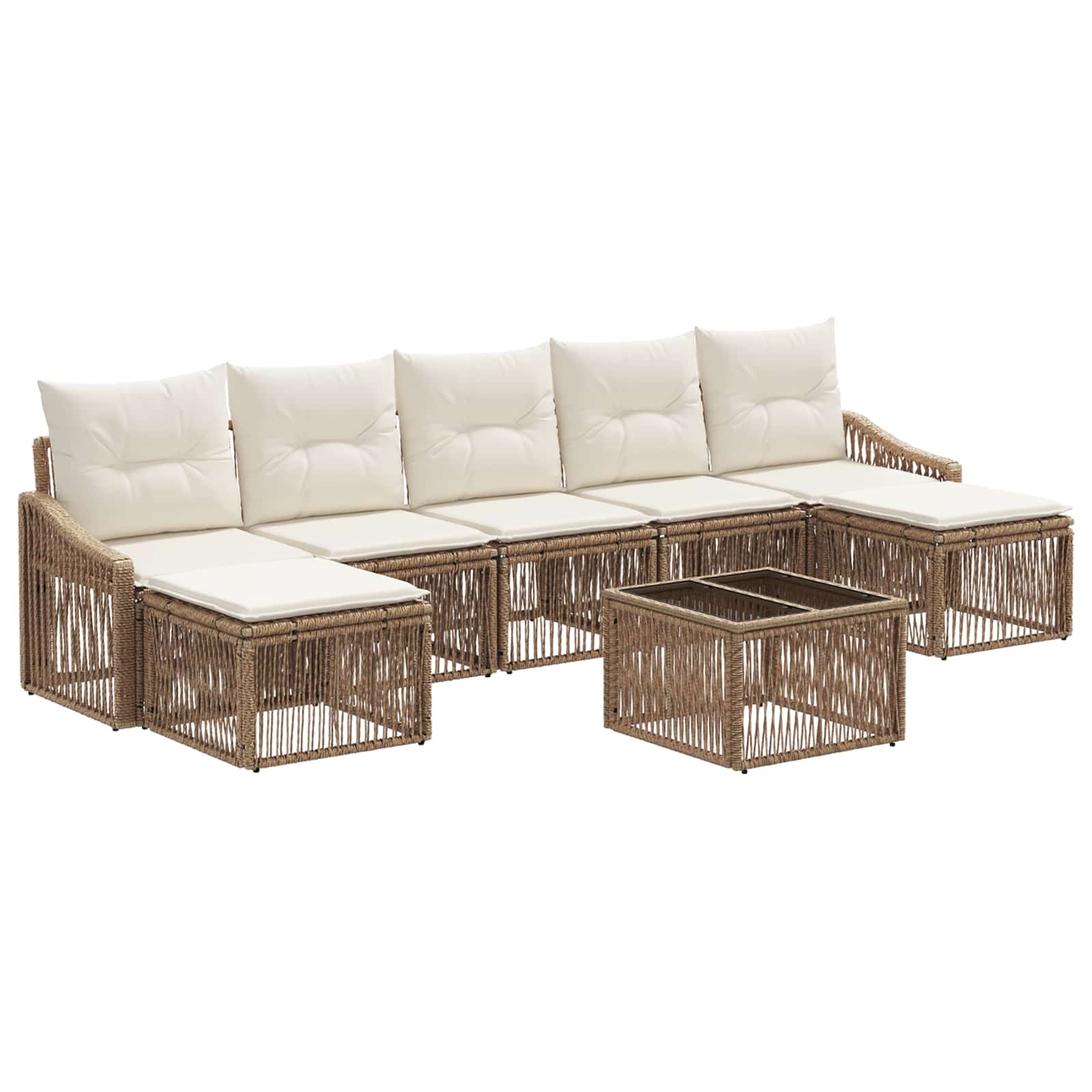 Ensemble de canapé de jardin 8 pcs Beige polyrotin - XIOS