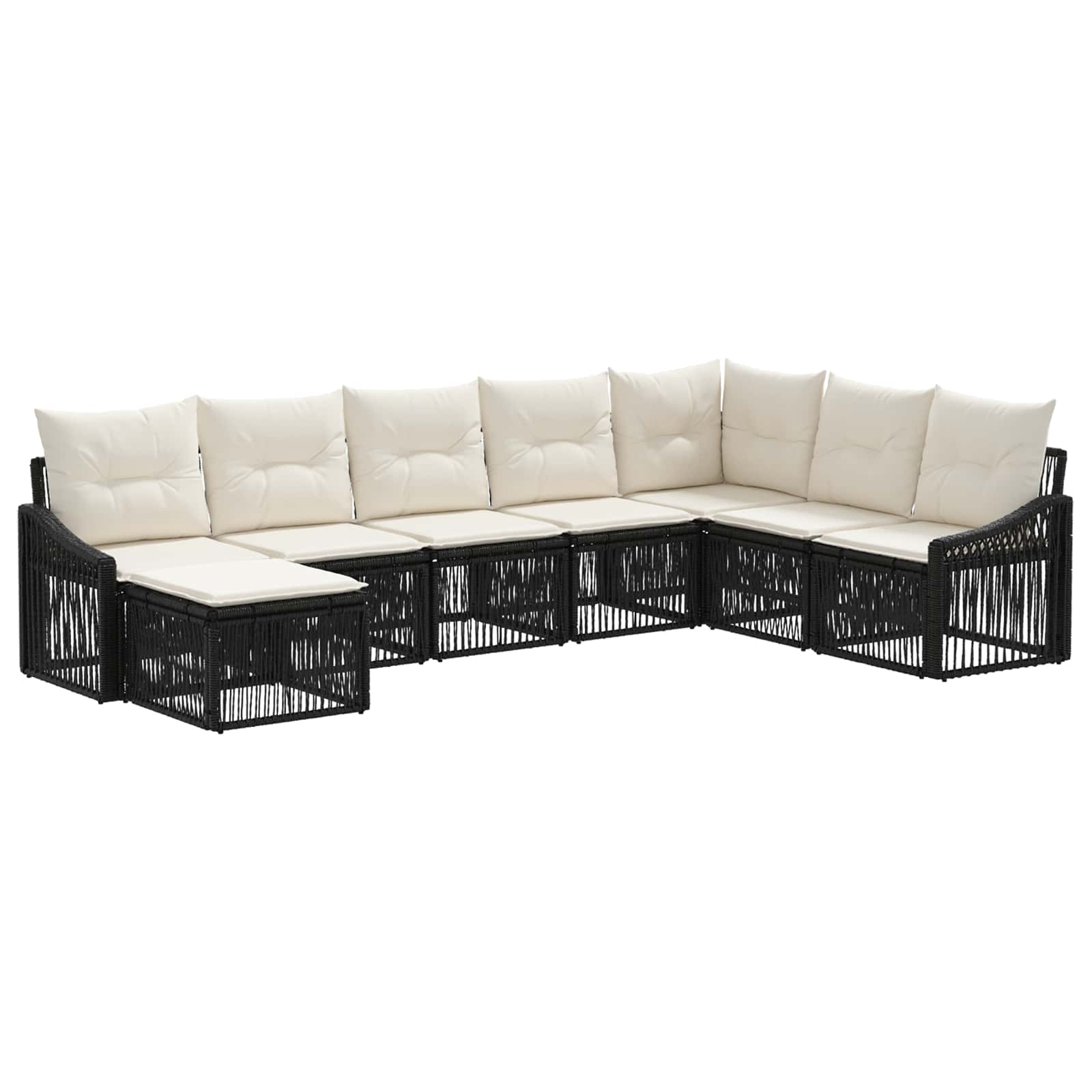 Ensemble de canapé de jardin 8 pcs Noir polyrotin - XIOS