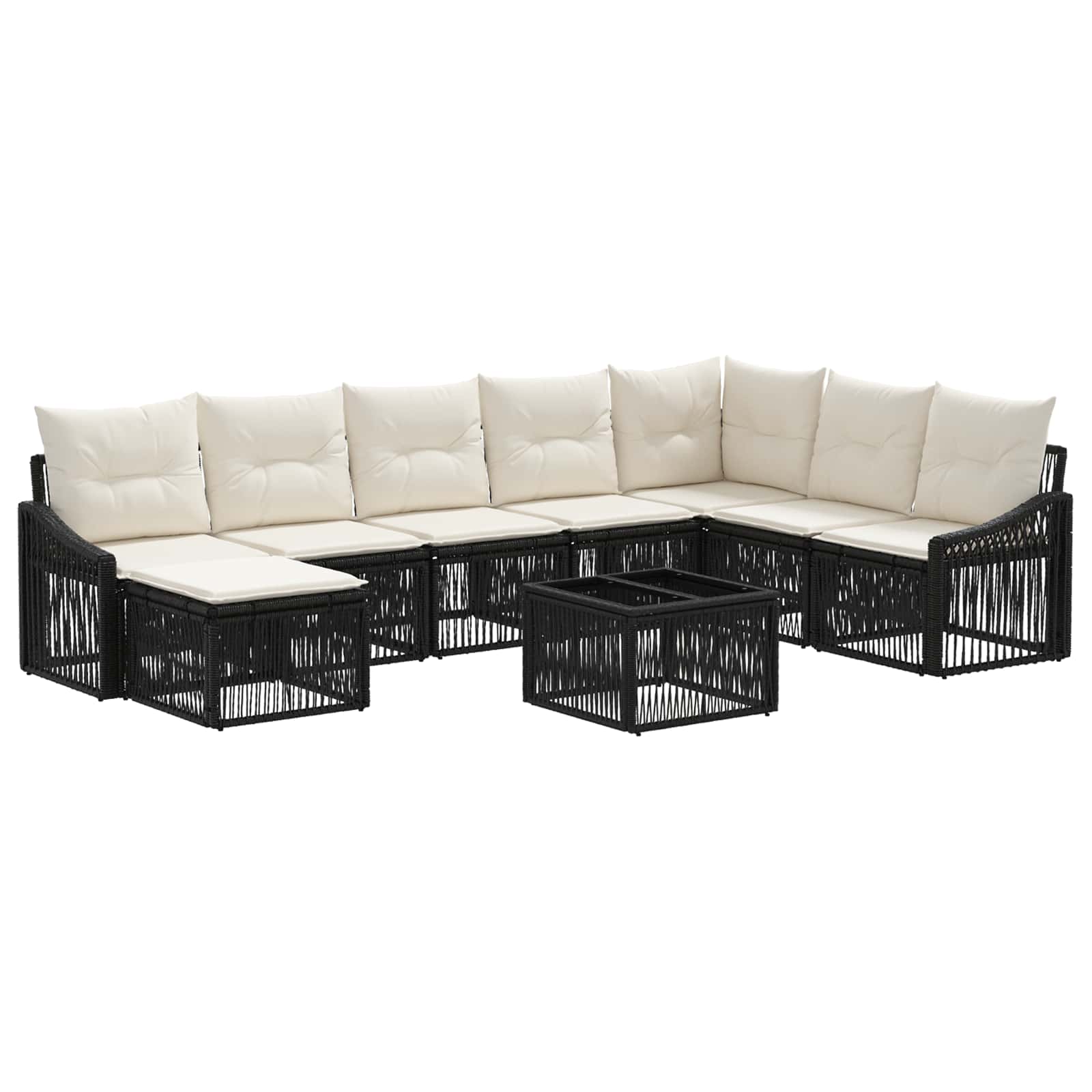 Ensemble de canapé de jardin 9 pcs Noir polyrotin - XIOS