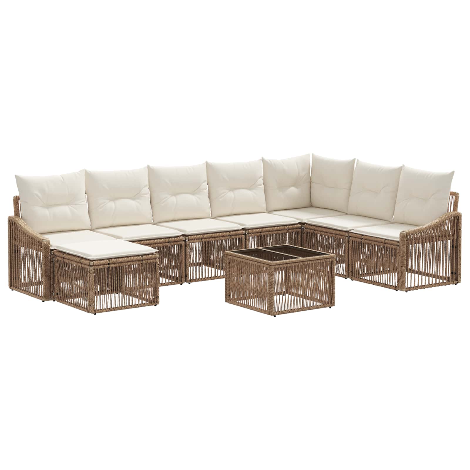 Ensemble de canapé de jardin 9 pcs Beige polyrotin - XIOS
