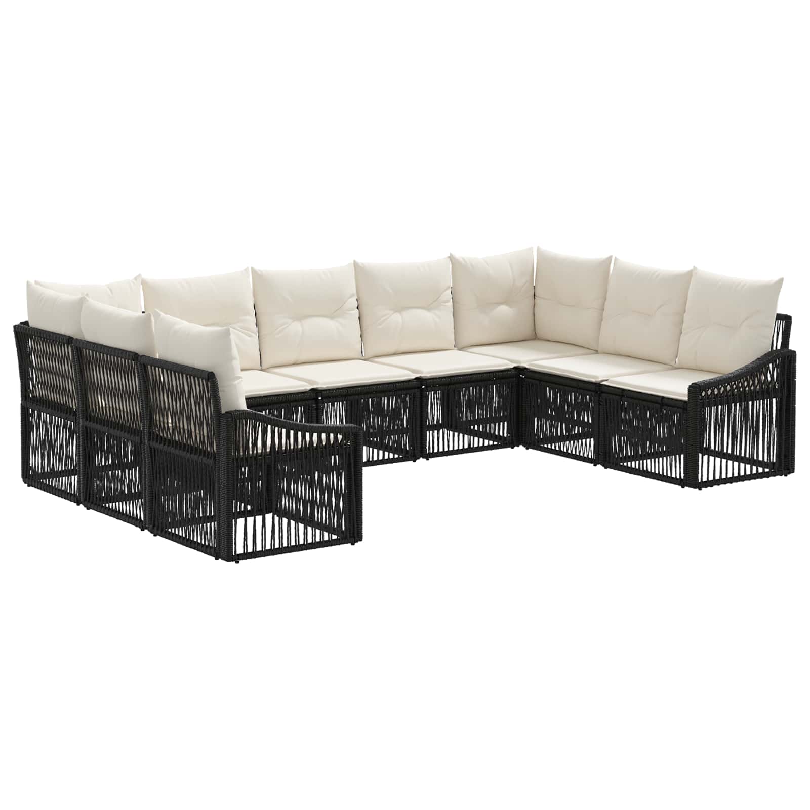 Ensemble de canapé de jardin 9 pcs Noir polyrotin - XIOS