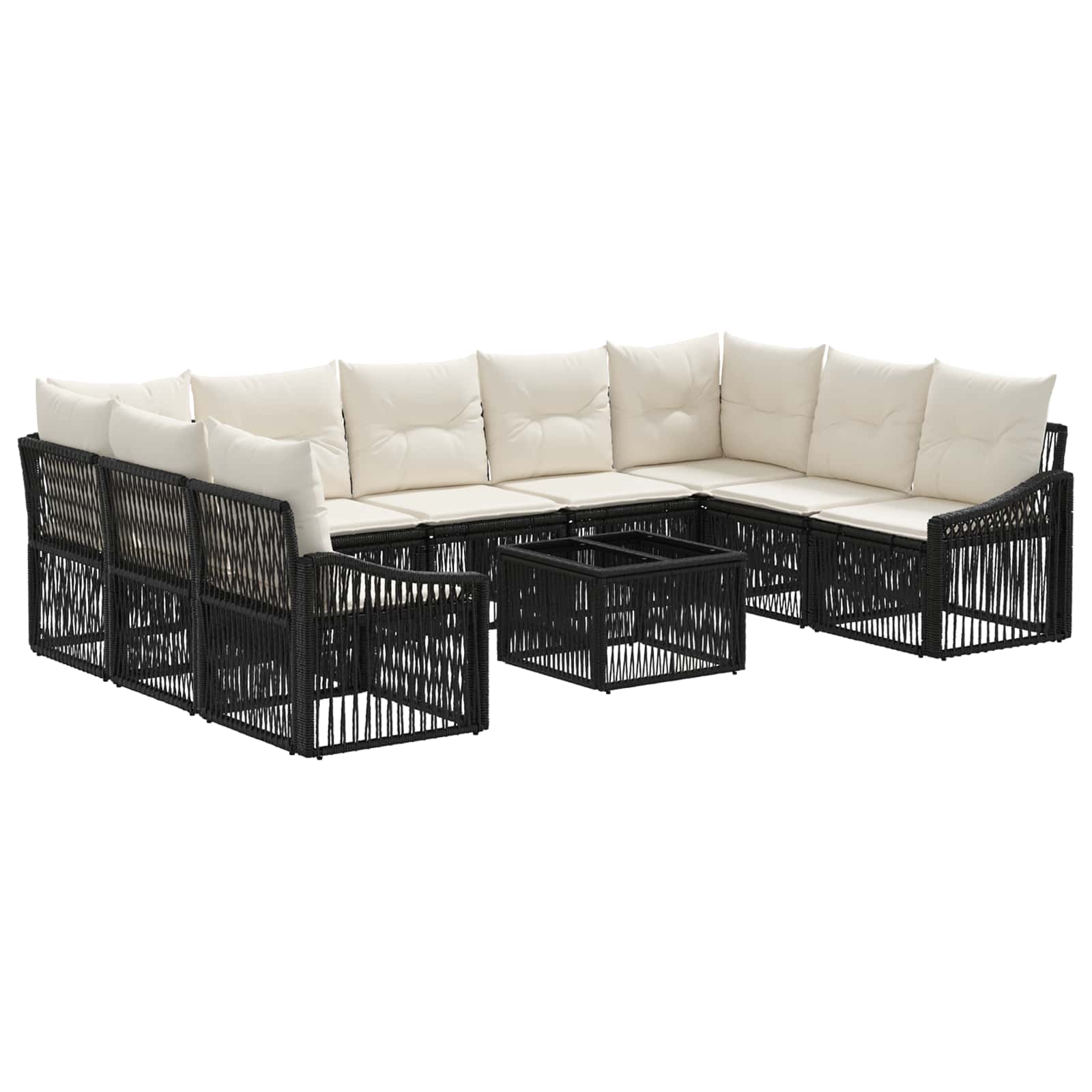 Ensemble de canapé de jardin 10 pcs Noir polyrotin - XIOS