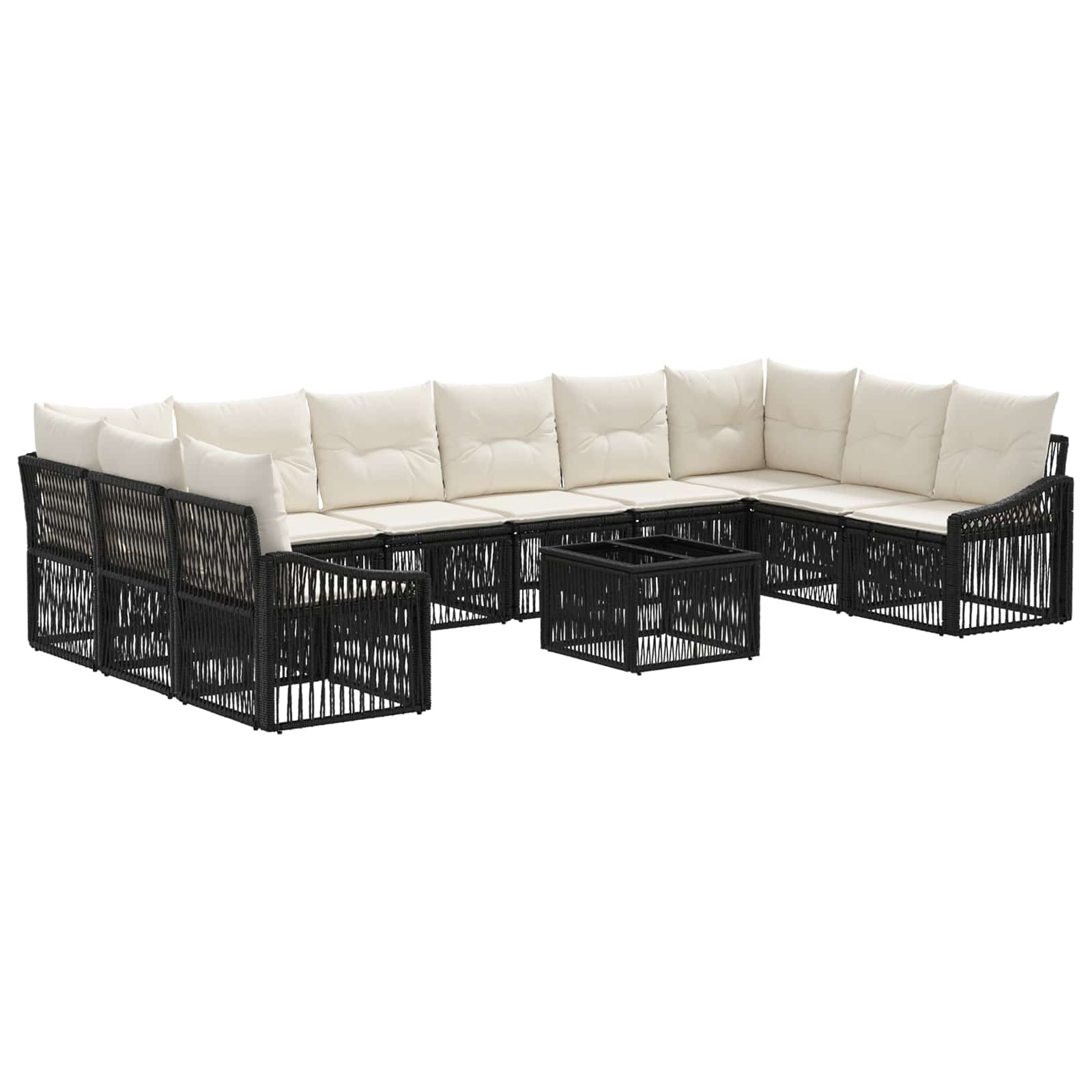 Ensemble de canapé de jardin 11 pcs Noir polyrotin - XIOS