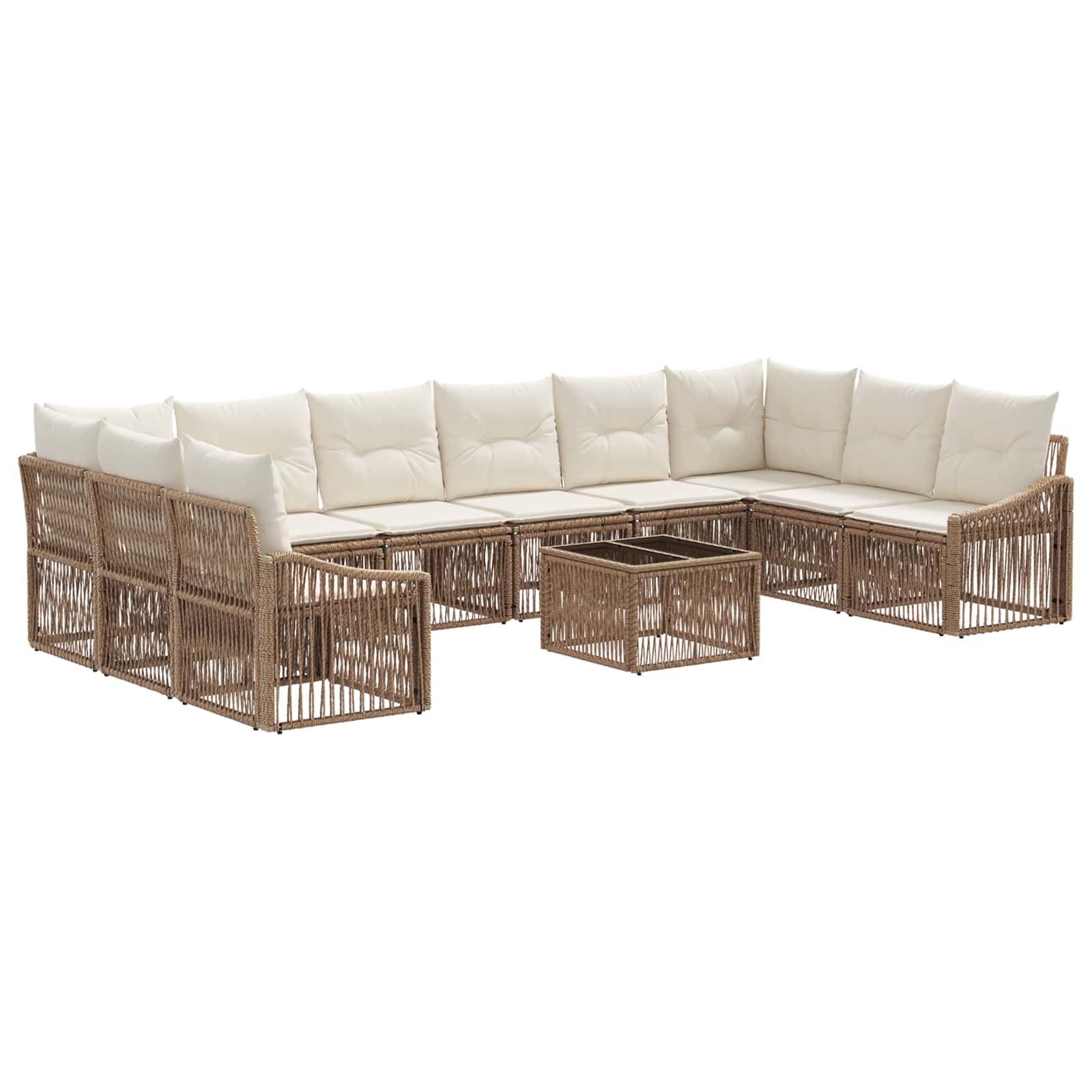 Ensemble de canapé de jardin 11 pcs Beige polyrotin - XIOS