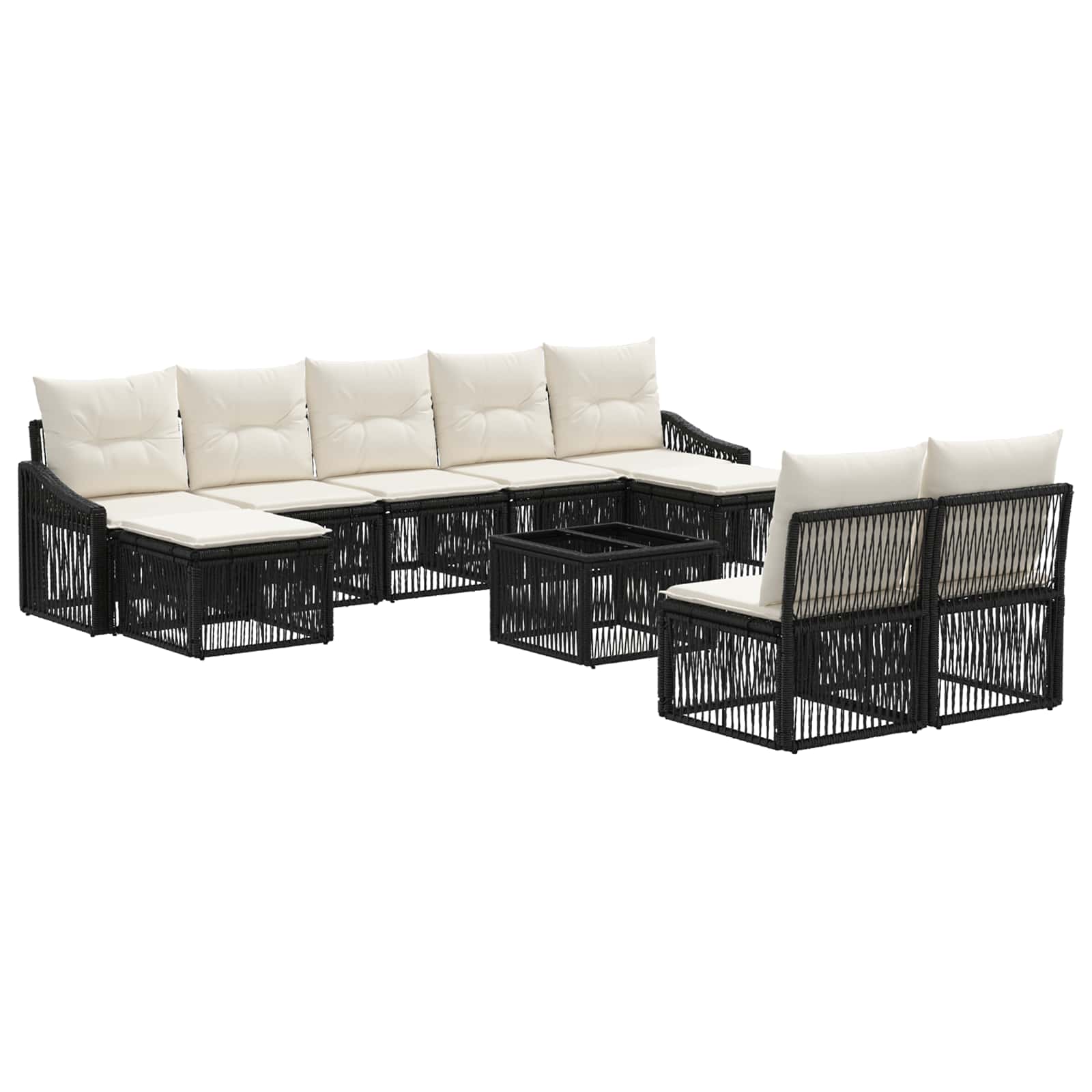 Ensemble de canapé de jardin 10 pcs Noir polyrotin - XIOS