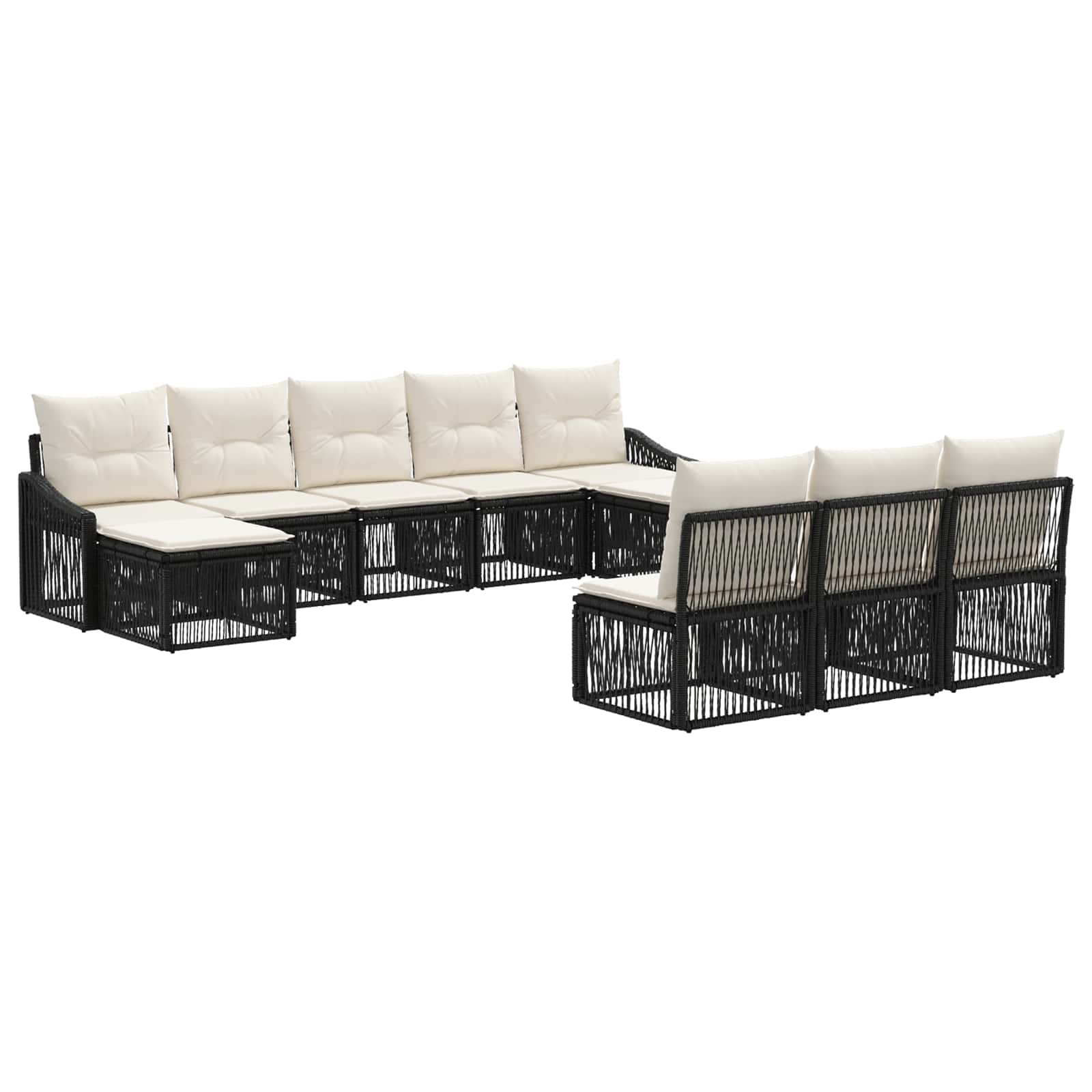 Ensemble de canapé de jardin 10 pcs Noir polyrotin - XIOS