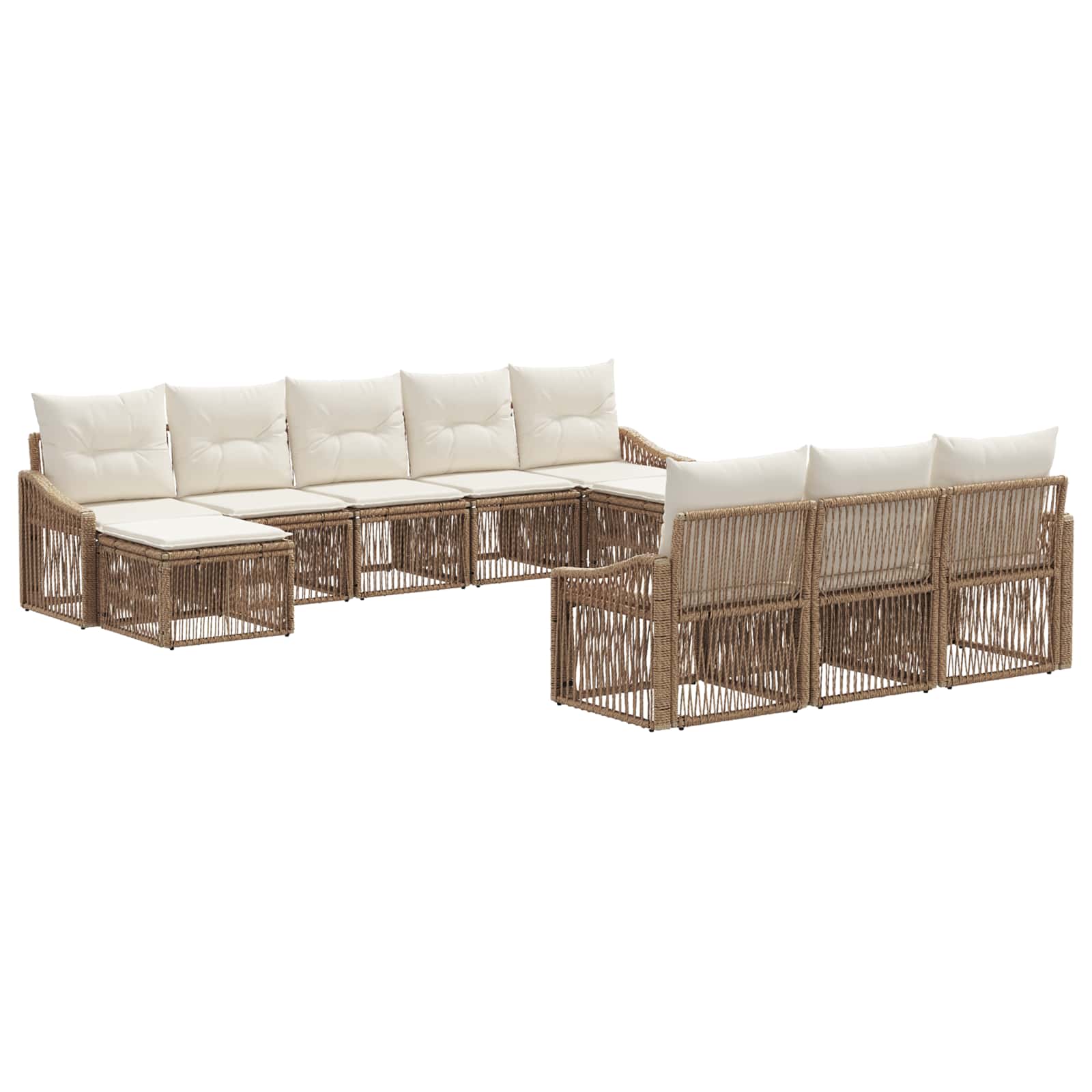 Ensemble de canapé de jardin 10 pcs Beige polyrotin - XIOS