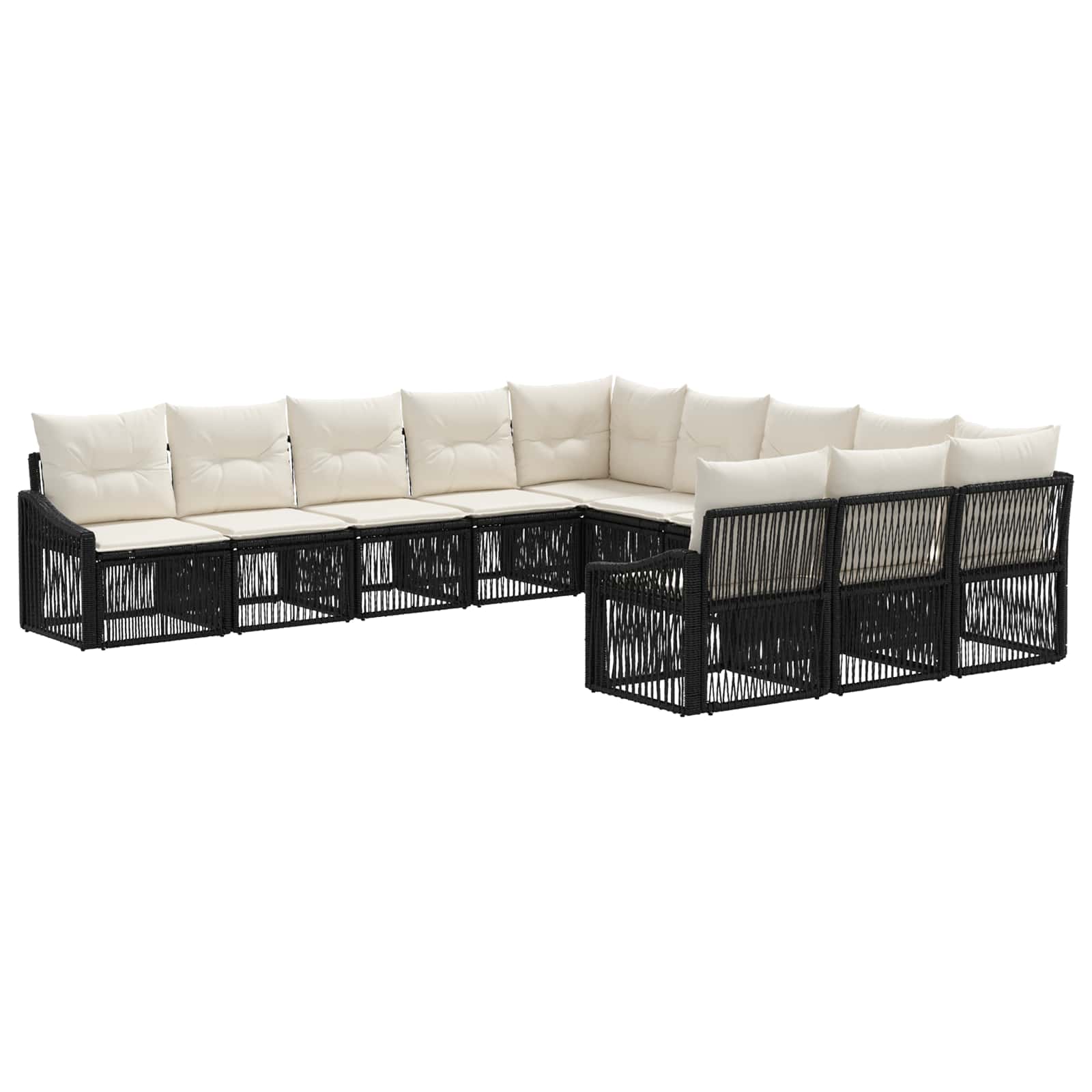 Ensemble de canapé de jardin 11 pcs Noir polyrotin - XIOS