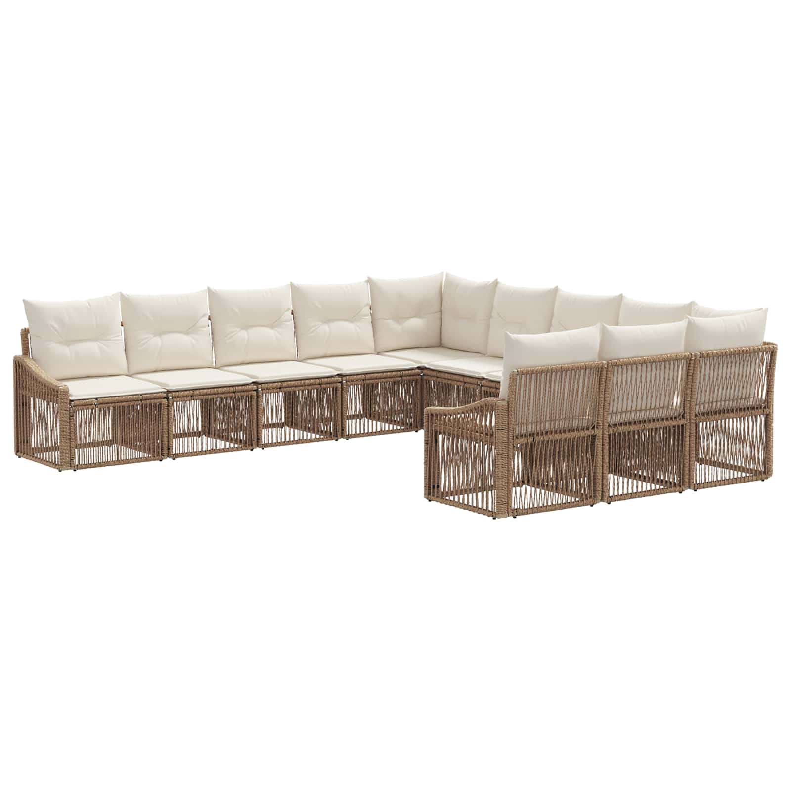 Ensemble de canapé de jardin 11 pcs Beige polyrotin - XIOS