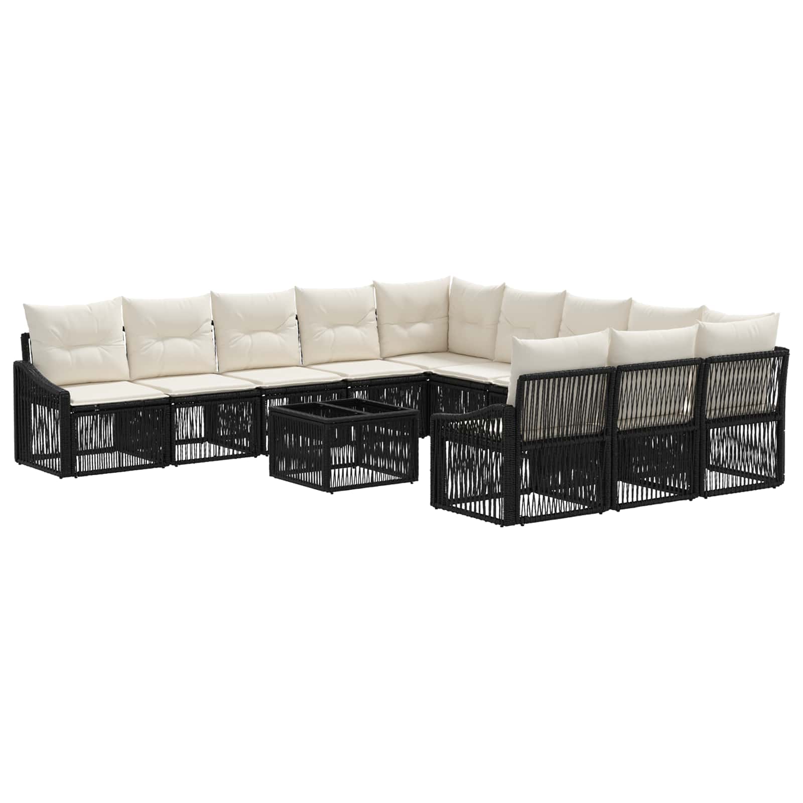 Ensemble de canapé de jardin 12 pcs Noir polyrotin - XIOS