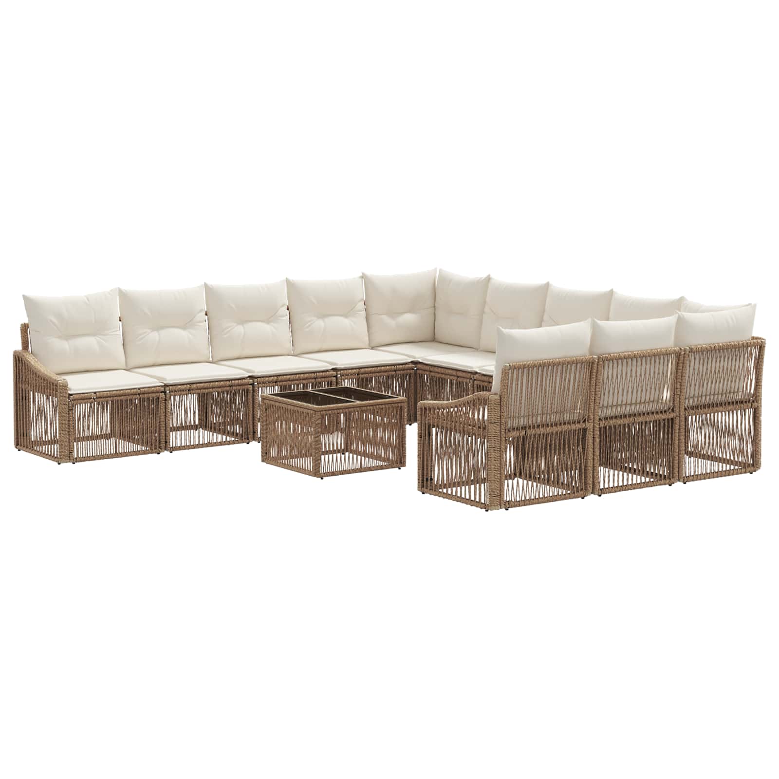 Ensemble de canapé de jardin 12 pcs Beige polyrotin - XIOS