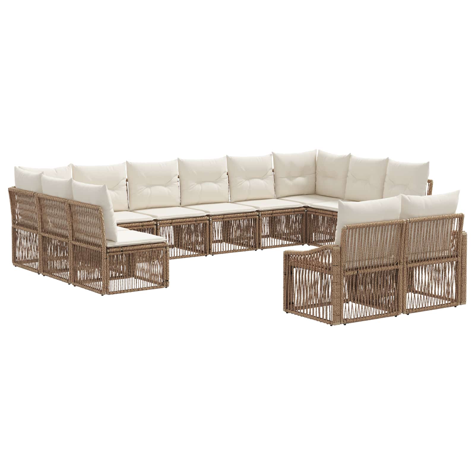 Ensemble de canapé de jardin 12 pcs Beige polyrotin - XIOS