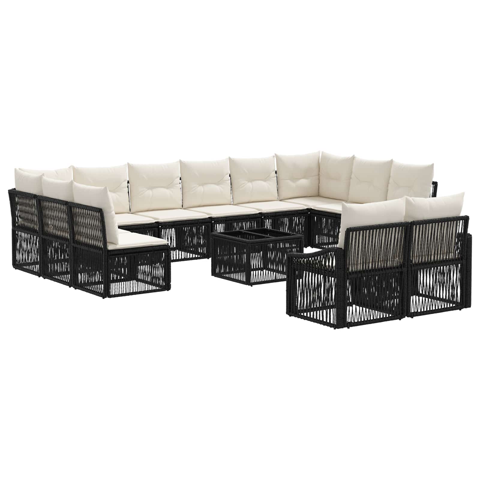 Ensemble de canapé de jardin 13 pcs Noir polyrotin - XIOS