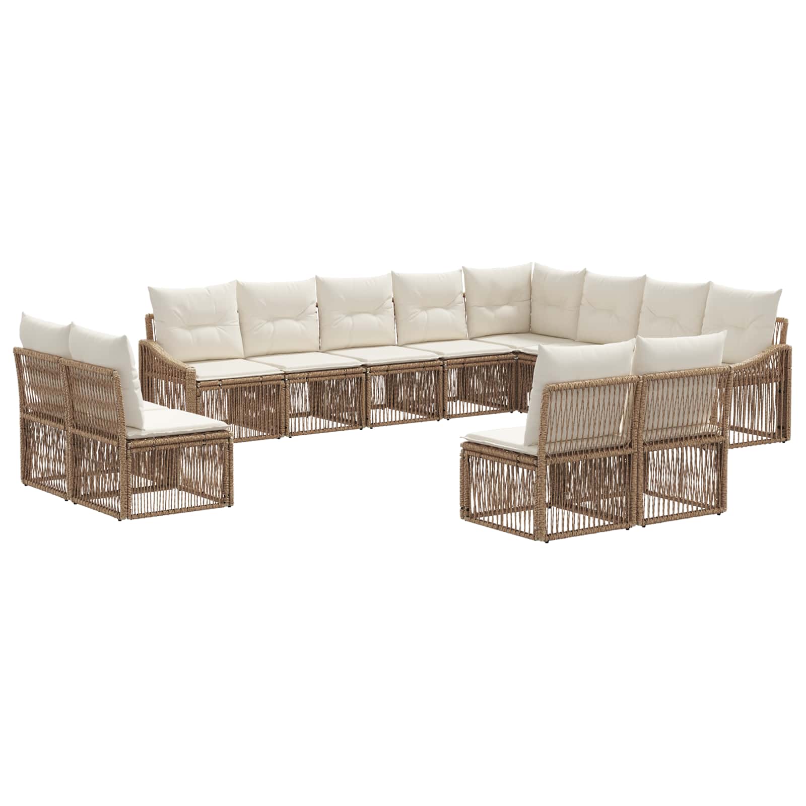 Ensemble de canapé de jardin 12 pcs Beige polyrotin - XIOS