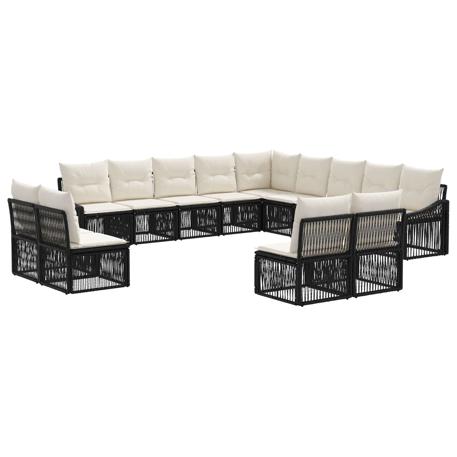 Ensemble de canapé de jardin 13 pcs Noir polyrotin - XIOS