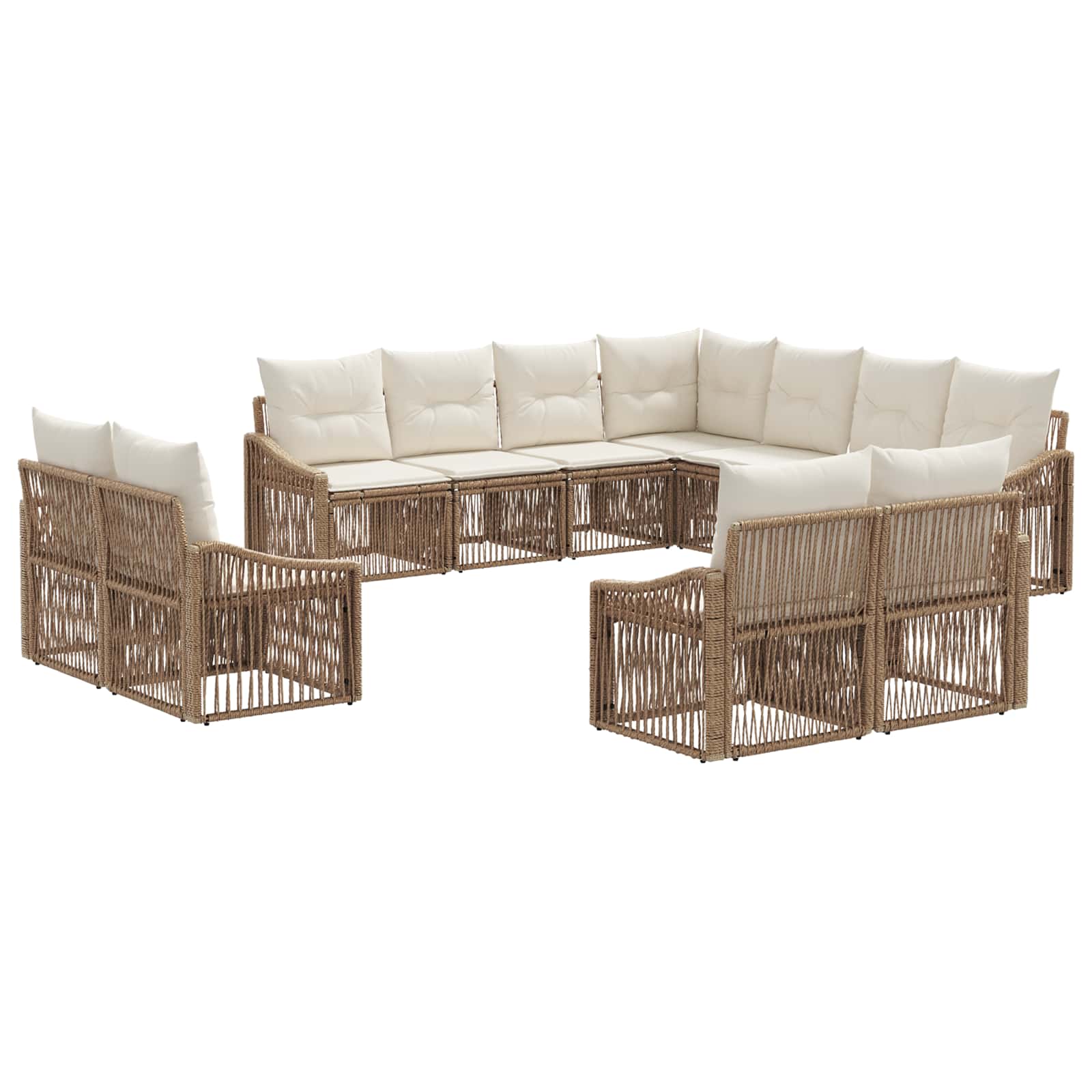 Ensemble de canapé de jardin 11 pcs Beige polyrotin - XIOS