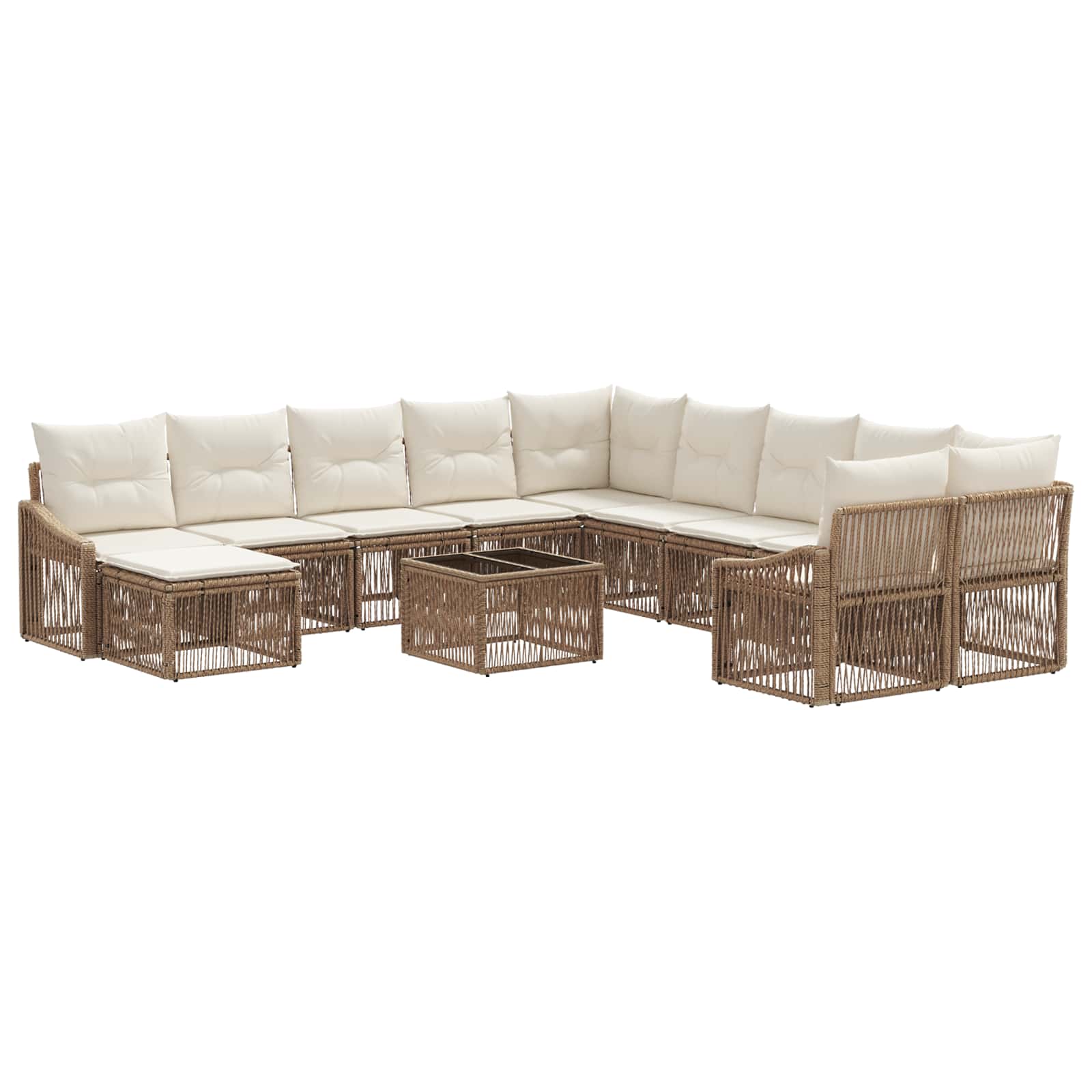 Ensemble de canapé de jardin 12 pcs Beige polyrotin - XIOS