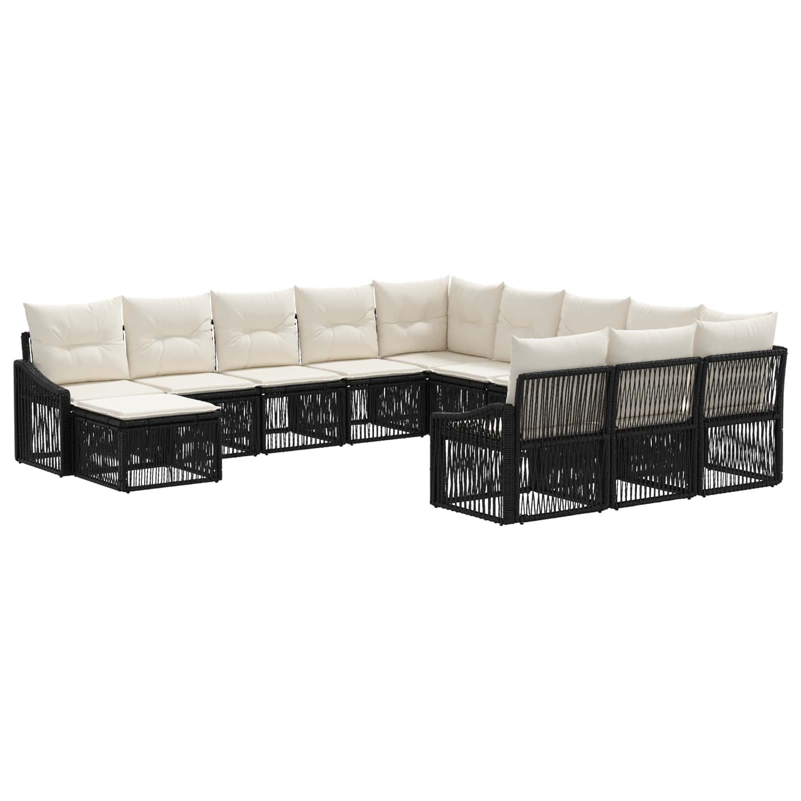 Ensemble de canapé de jardin 12 pcs Noir polyrotin - XIOS