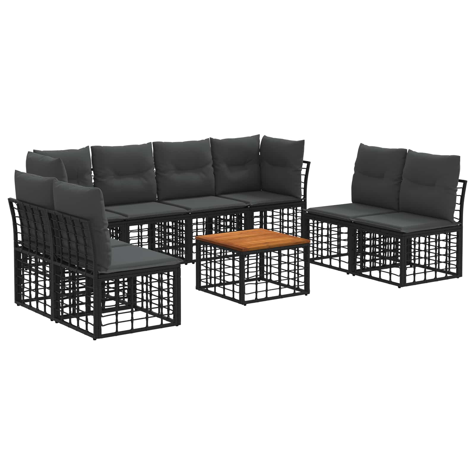 Ensemble de canapés d'extérieur 9 pcs Noir et Gris foncé - XIOS
