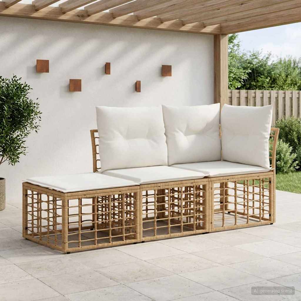 Ensemble de canapés d'extérieur 3 pcs Naturel Polyester - XIOS