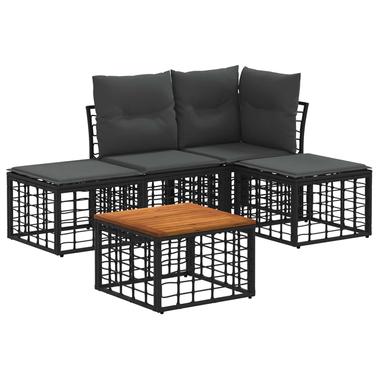 Ensemble de canapés d'extérieur 5 pcs Noir et Gris foncé - XIOS