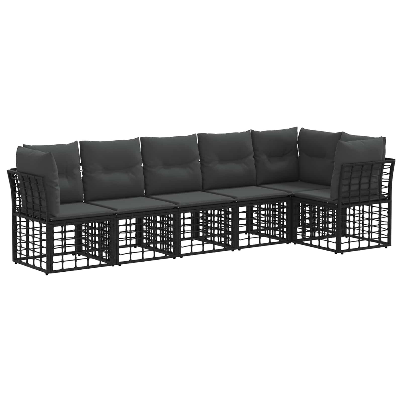 Ensemble de canapé de jardin 6 pcs Noir polyrotin - XIOS