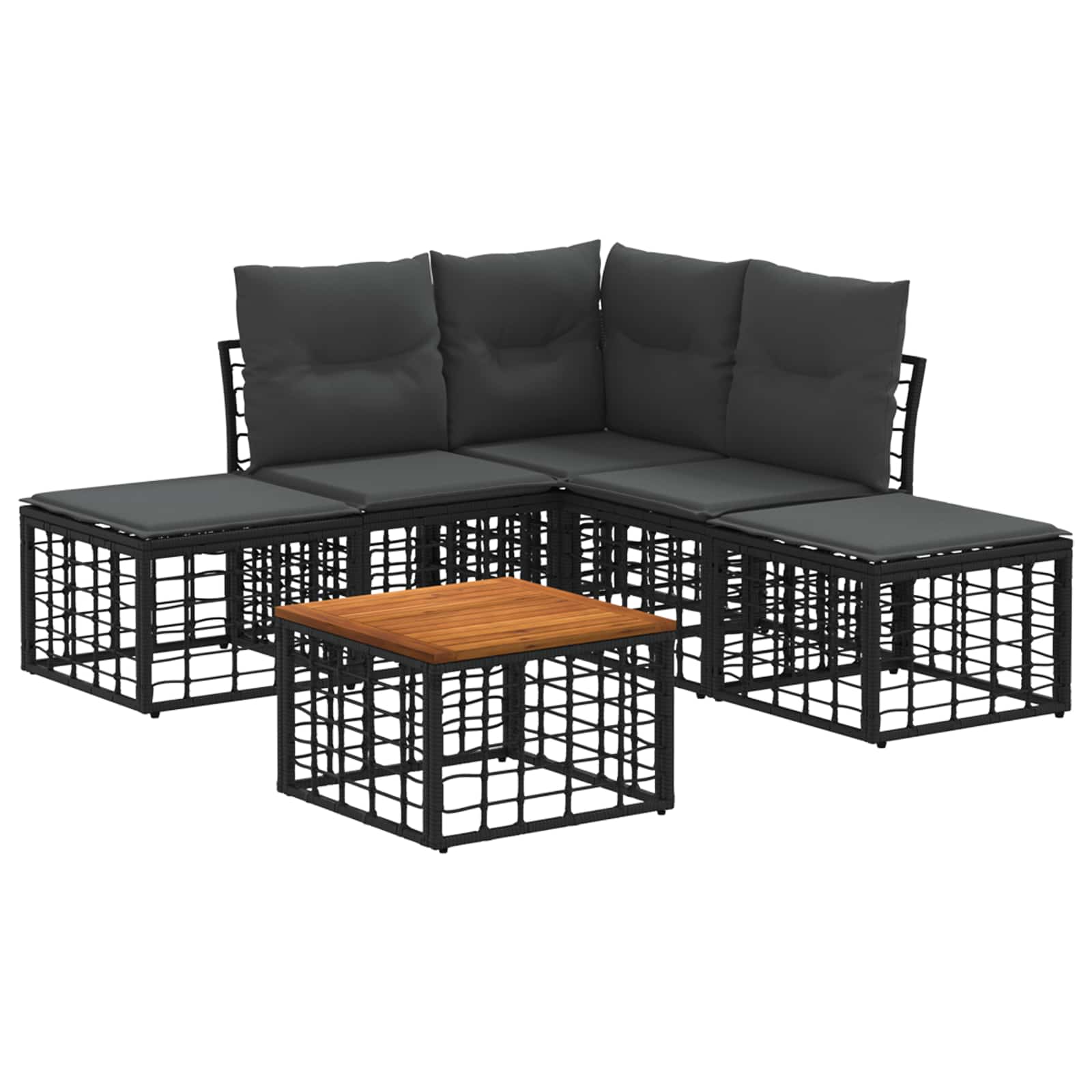 Ensemble de canapés d'extérieur 6 pcs Noir et Gris foncé - XIOS
