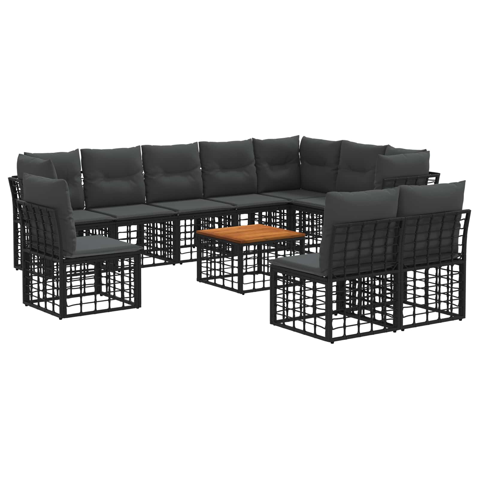 Ensemble de canapés d'extérieur 11 pcs Noir et Gris foncé - XIOS
