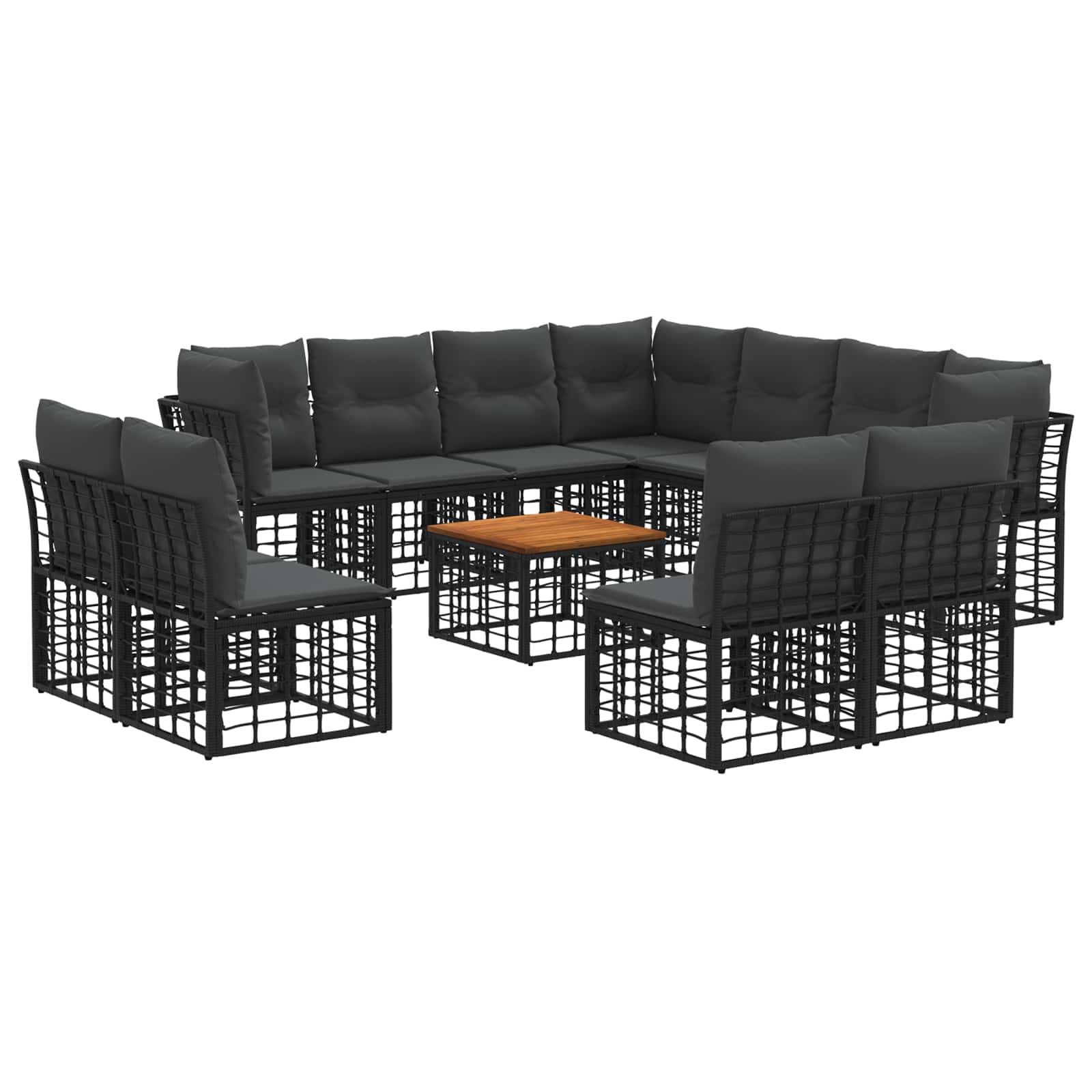 Ensemble de canapés d'extérieur 12 pcs Noir et Gris foncé - XIOS