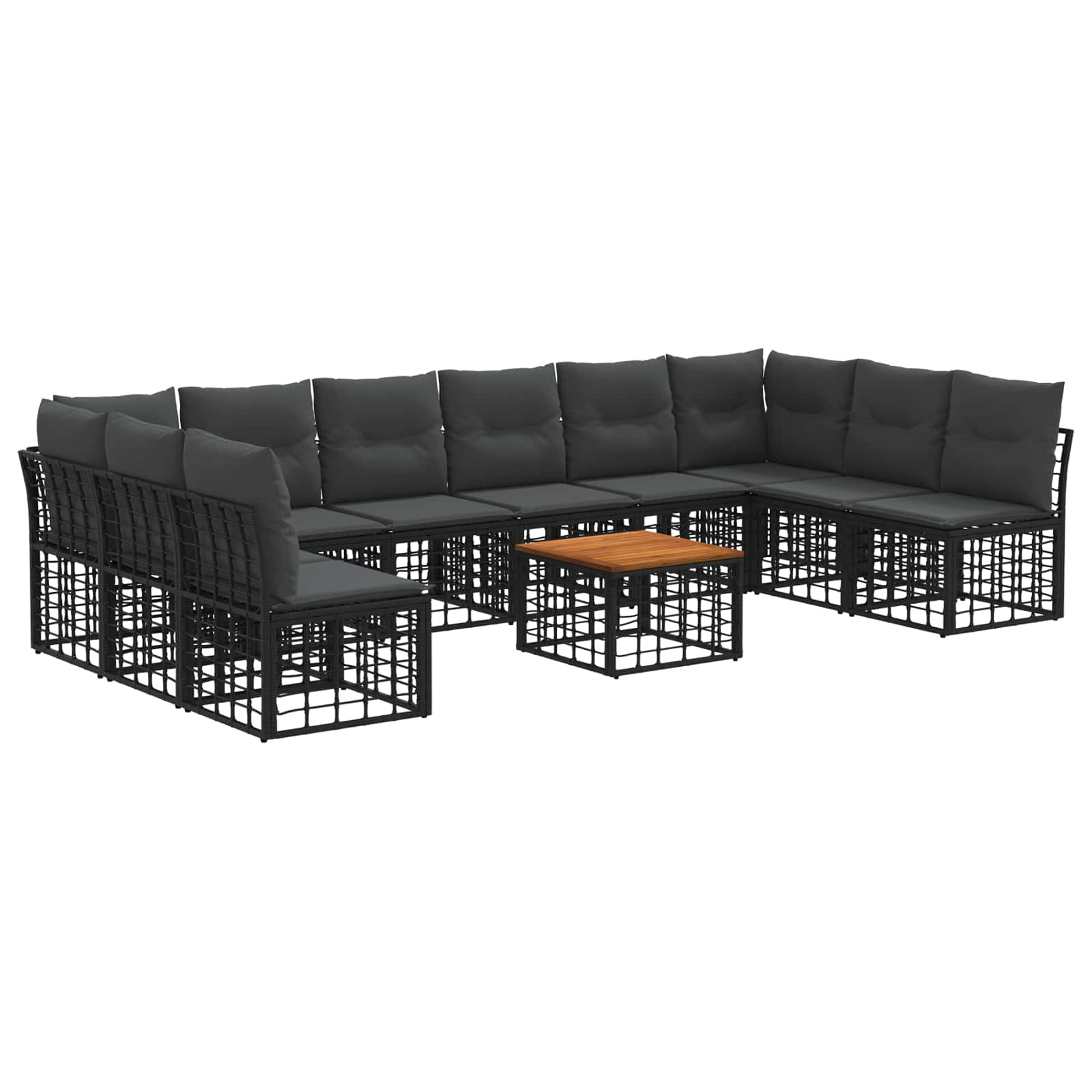 Ensemble de canapés d'extérieur 11 pcs Noir et Gris foncé - XIOS