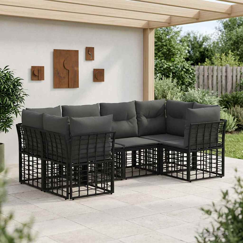 Ensemble de canapés d'extérieur 6 pcs Noir Polyester - XIOS