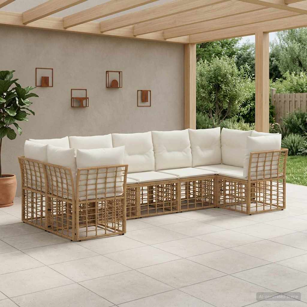 Ensemble de canapés d'extérieur 7 pcs Blanc Naturel et Crème - XIOS