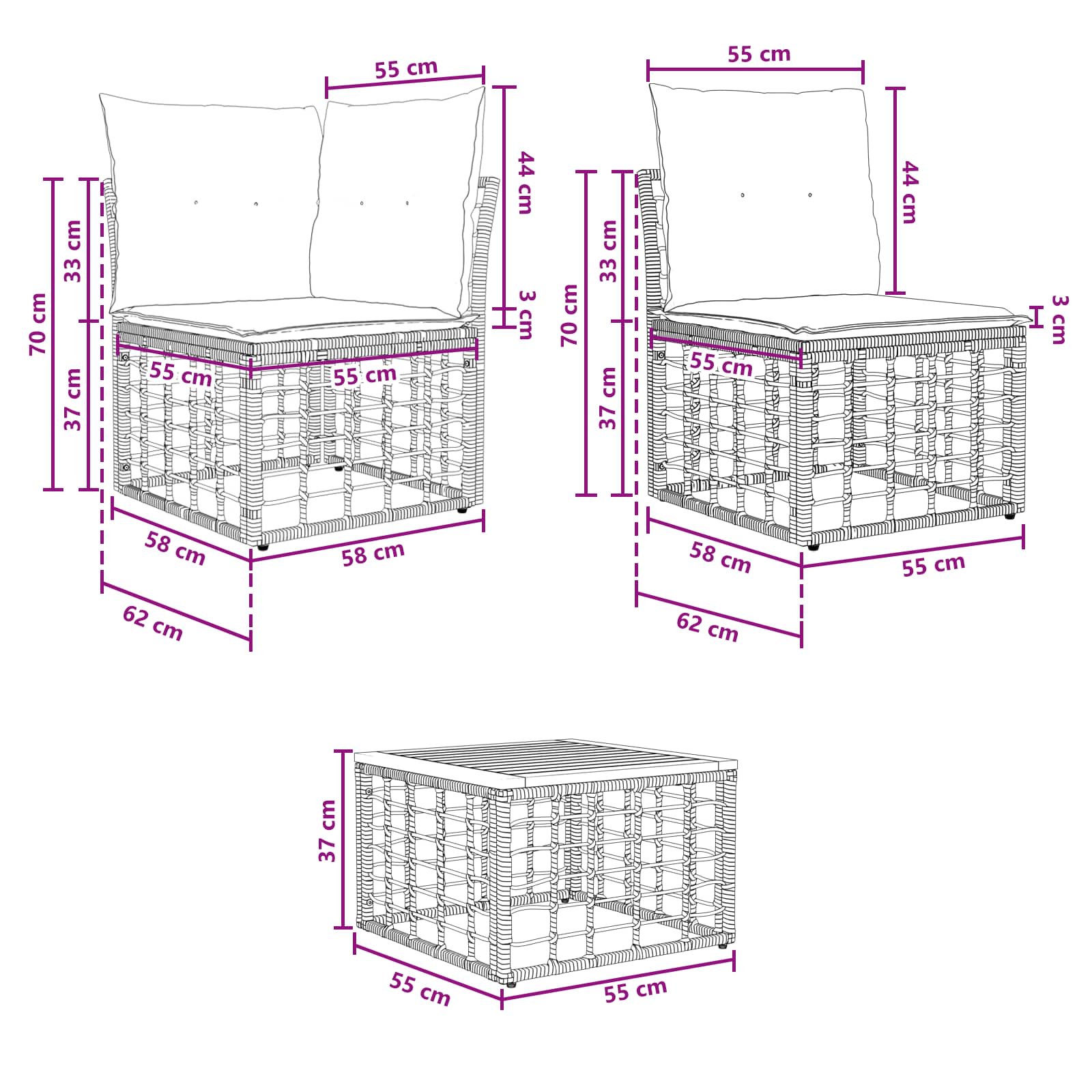 Ensemble de canapés d'extérieur 10 pcs Blanc Naturel et Crème - XIOS