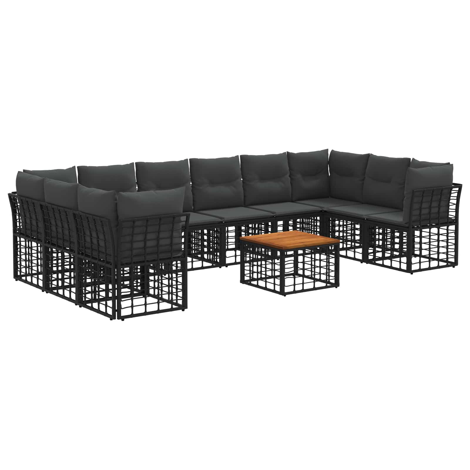 Ensemble de canapés d'extérieur 11 pcs Noir et Gris foncé - XIOS