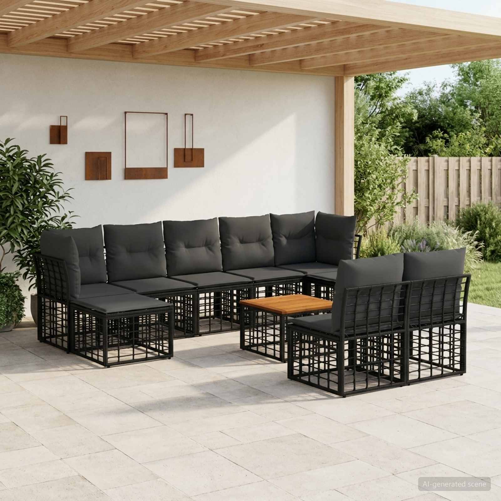 Ensemble de canapés d'extérieur 10 pc Noir et Gris foncé
