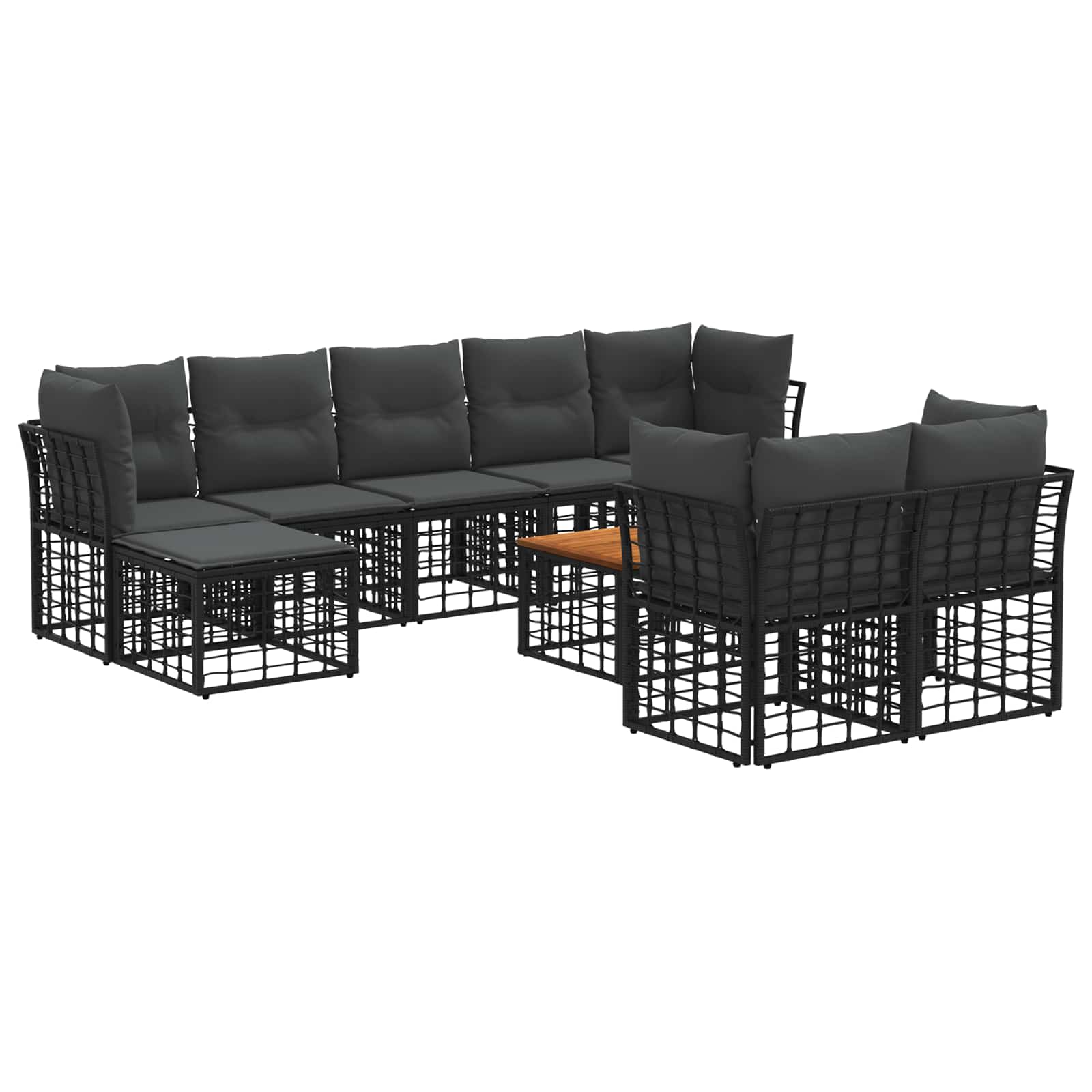 Ensemble de canapés d'extérieur 10 pcs Noir et Gris foncé - XIOS