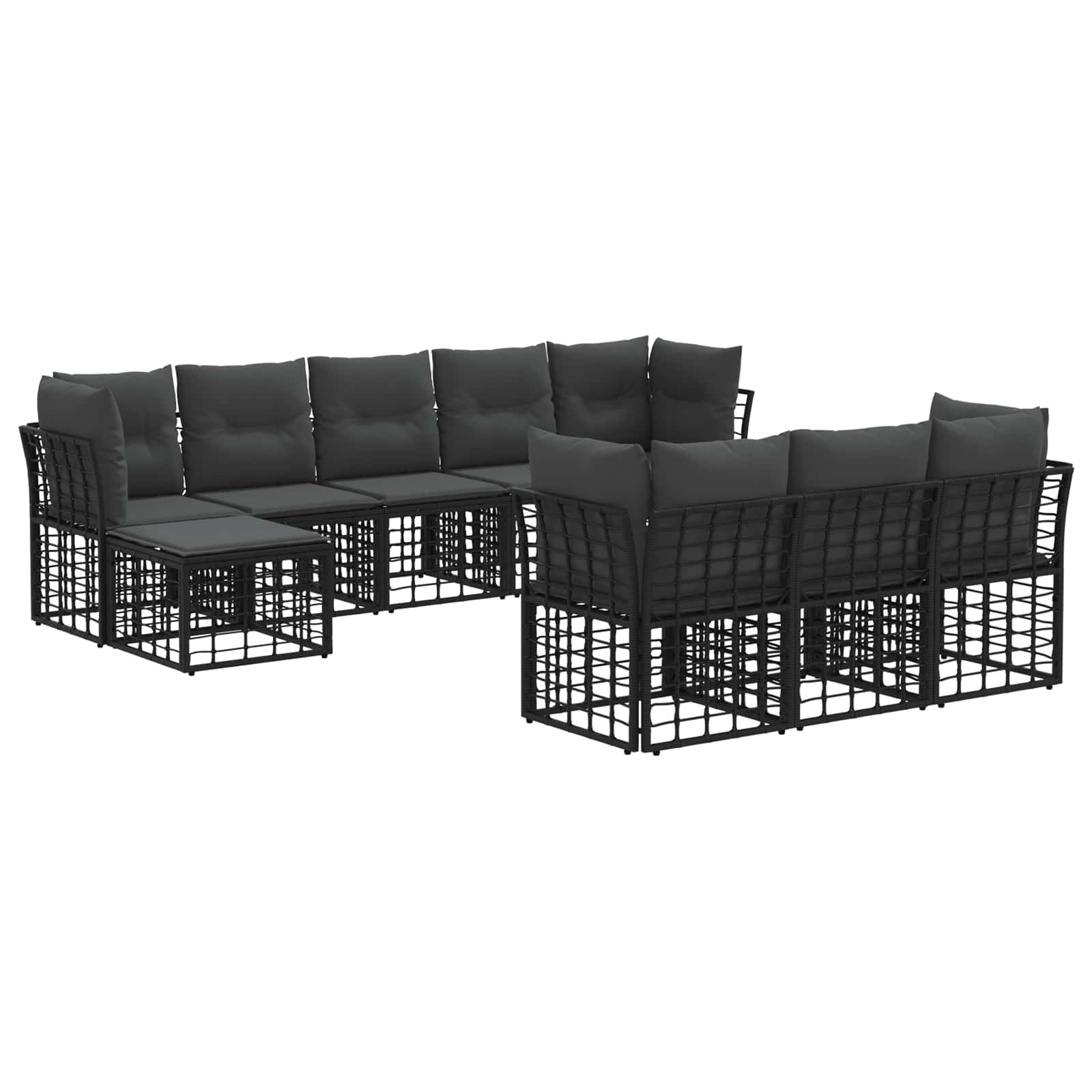 Ensemble de canapés d'extérieur Noir et Gris foncé Polyester - XIOS